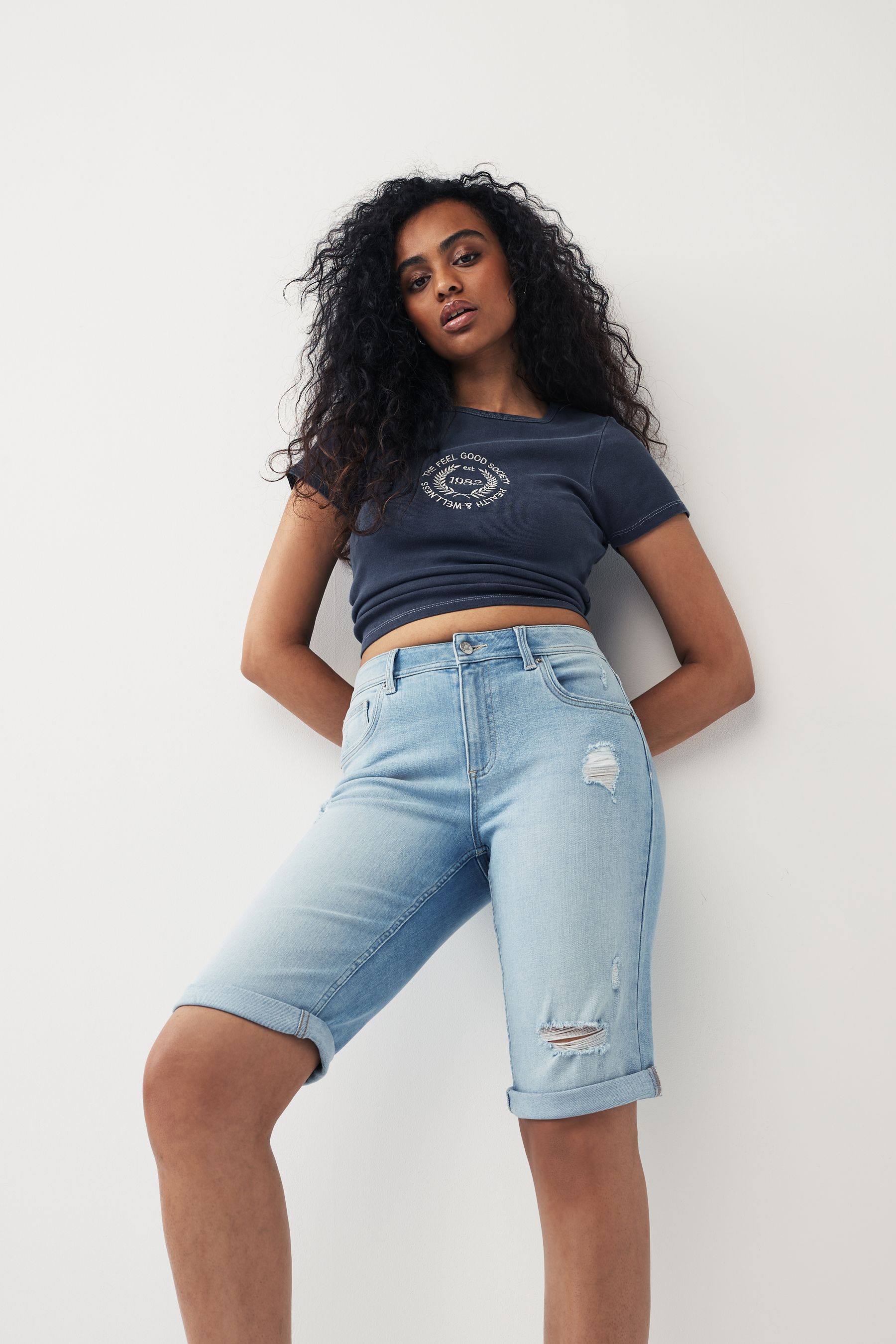 Denim shorts for hourglass figure sales