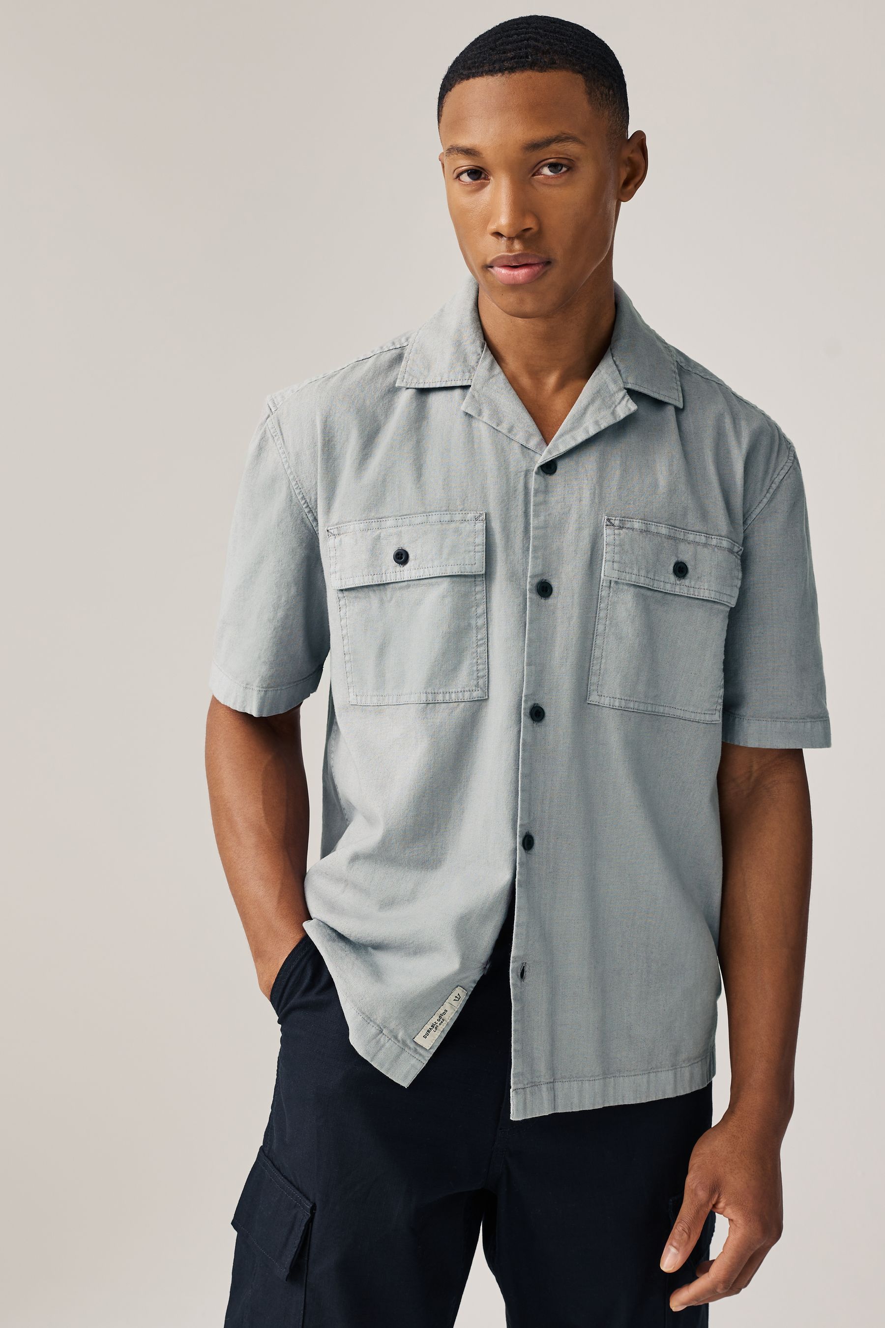 Linen blend short sleeve shirt new arrivals