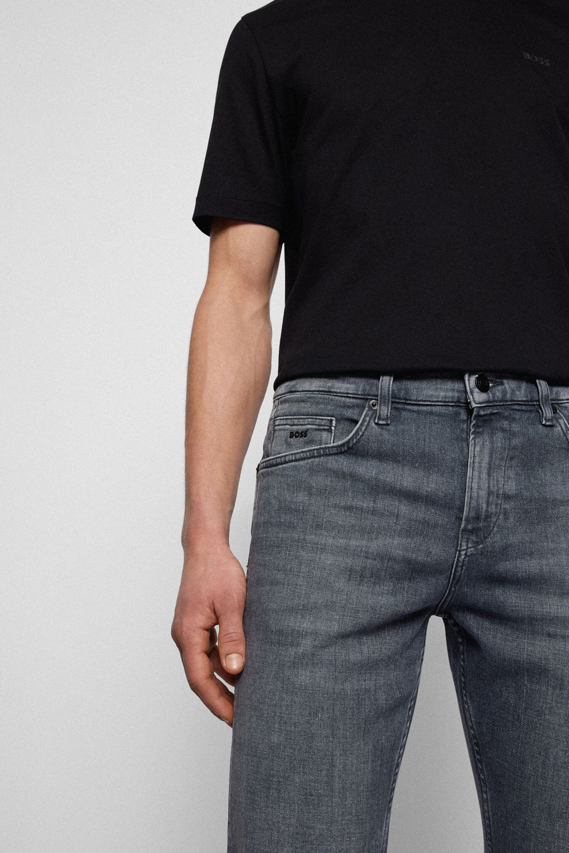 BOSS Light Grey Delaware Slim Fit Jeans - Image 4 of 5