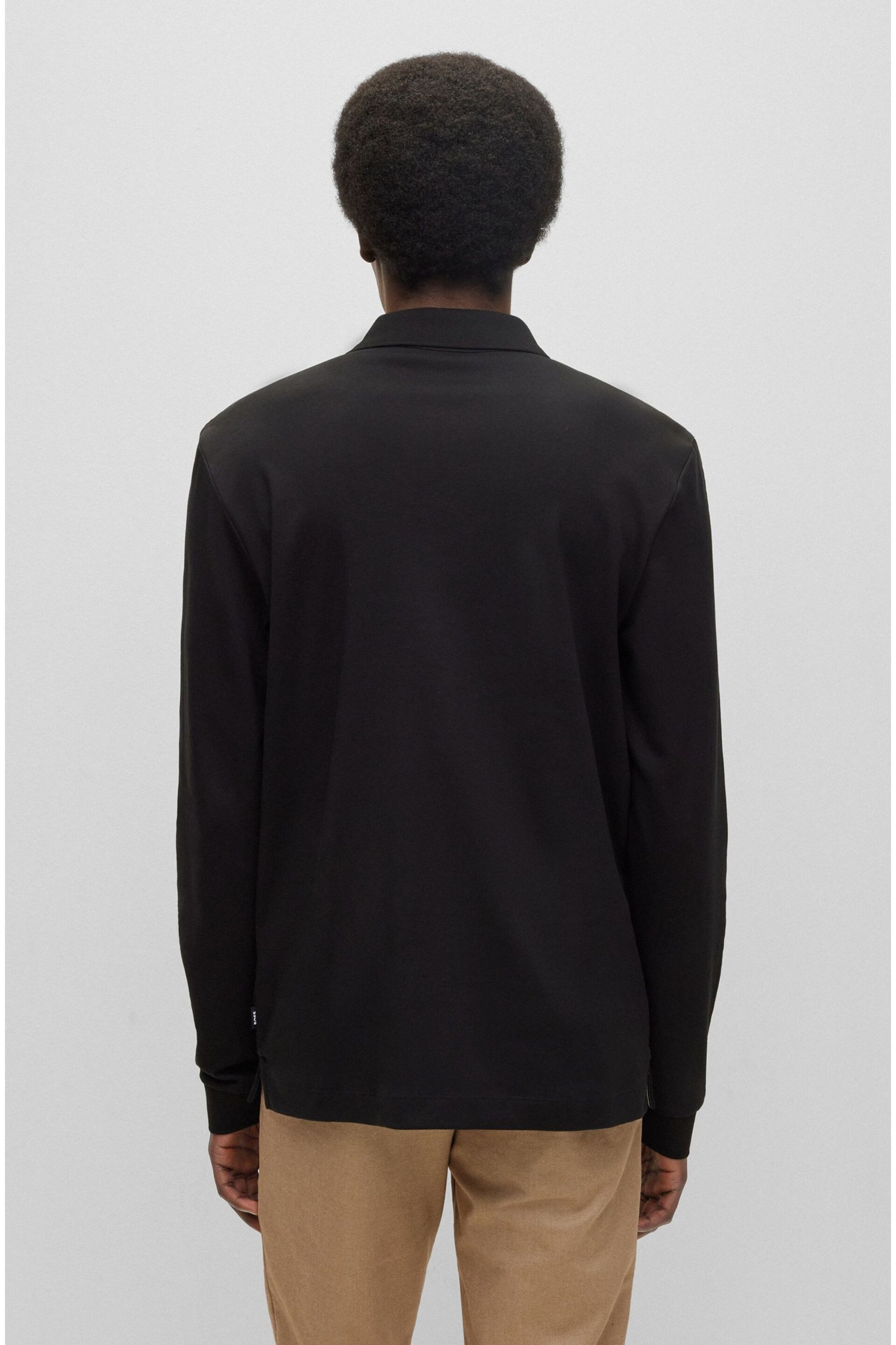 BOSS Black Pado Tonal Branded Long Sleeve Polo Shirt - Image 2 of 5