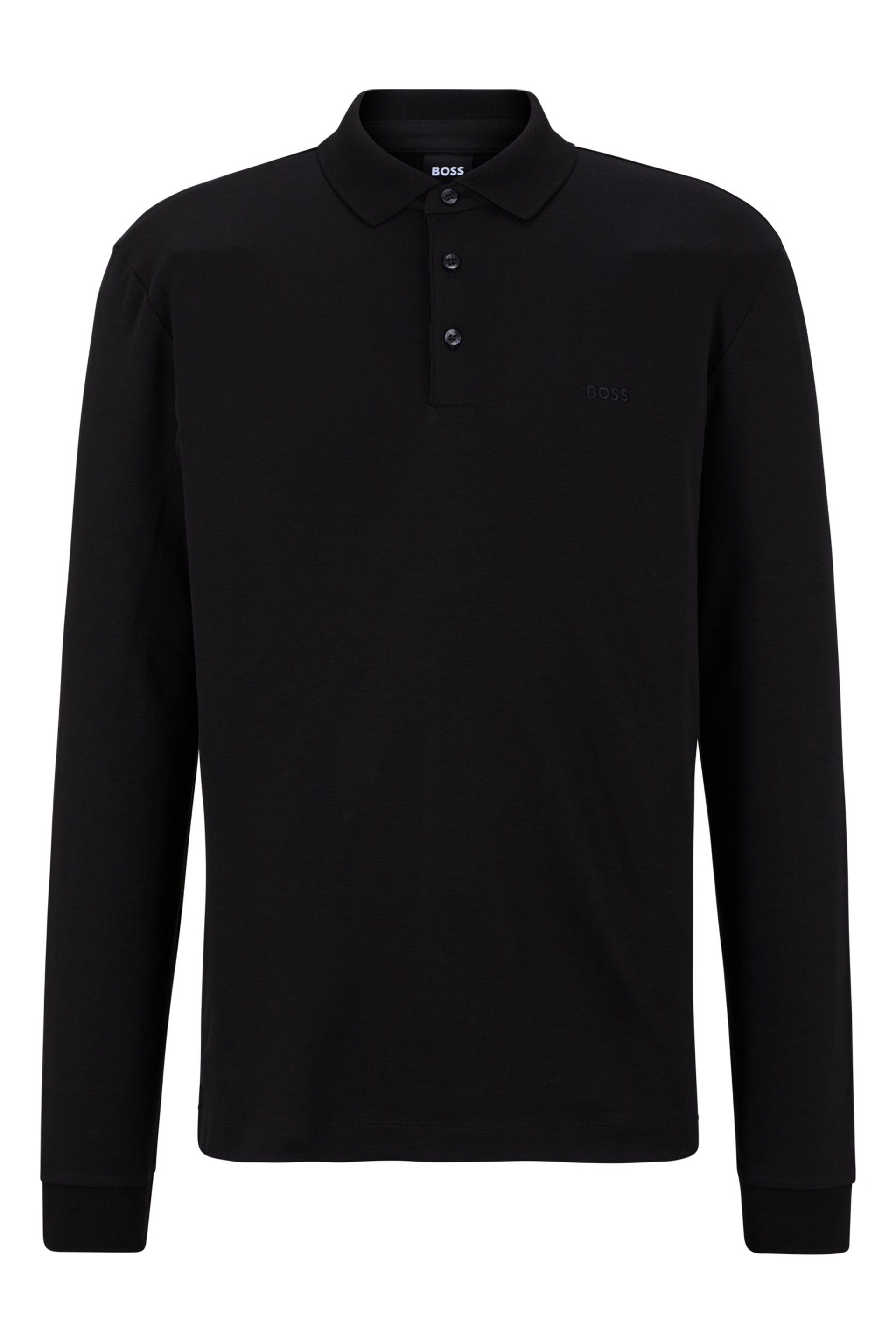 BOSS Black Pado Tonal Branded Long Sleeve Polo Shirt - Image 5 of 5