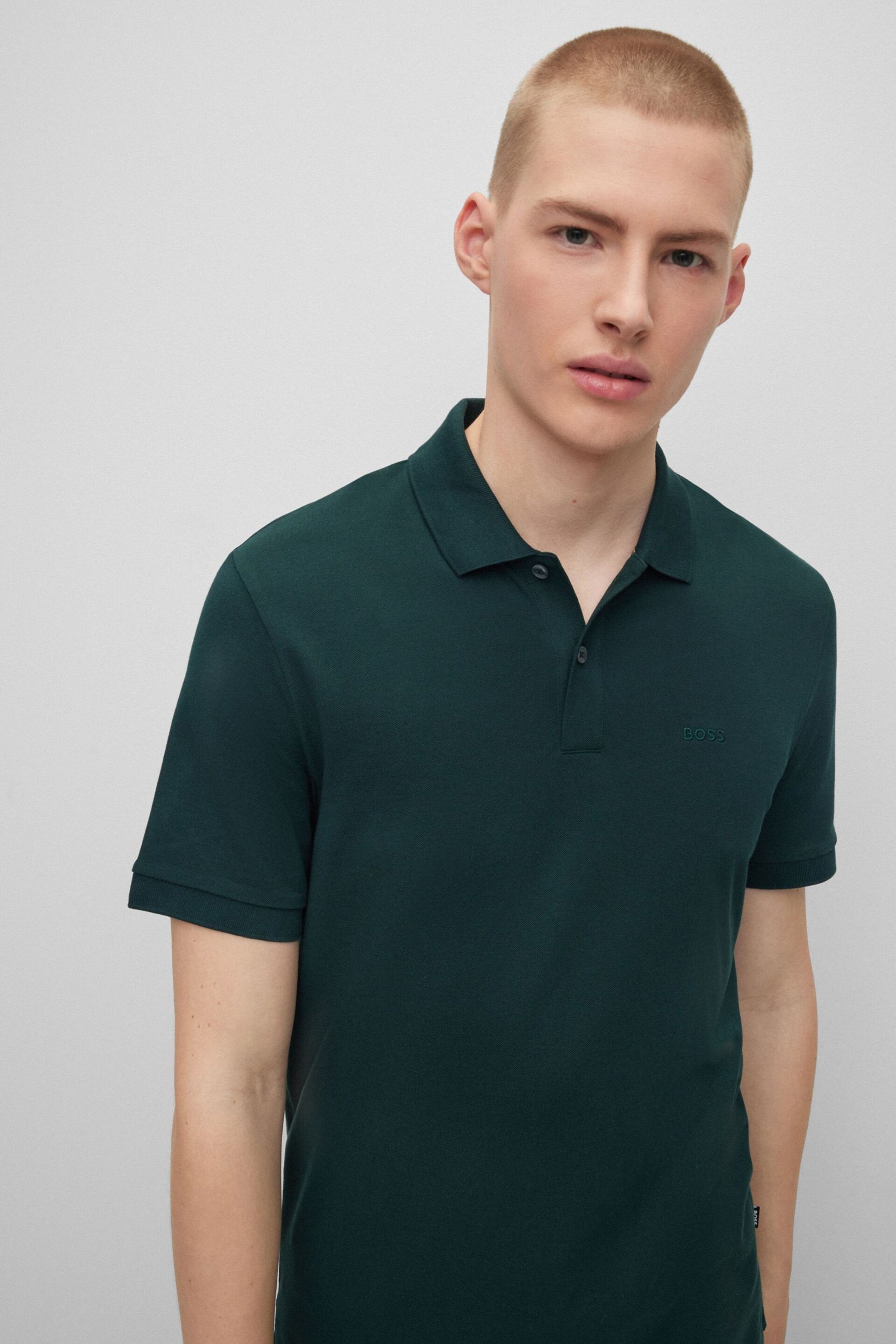 BOSS Dark Green Pallas Polo Shirt - Image 2 of 5