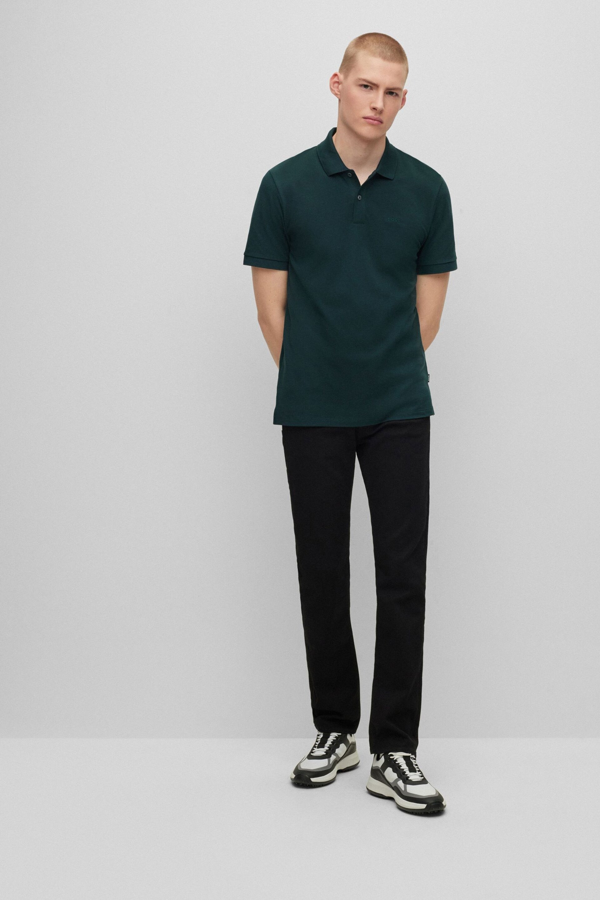 BOSS Dark Green Pallas Polo Shirt - Image 4 of 5