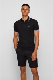 BOSS Black Tipped Slim Fit Stretch Cotton Polo Shirt - Image 1 of 5