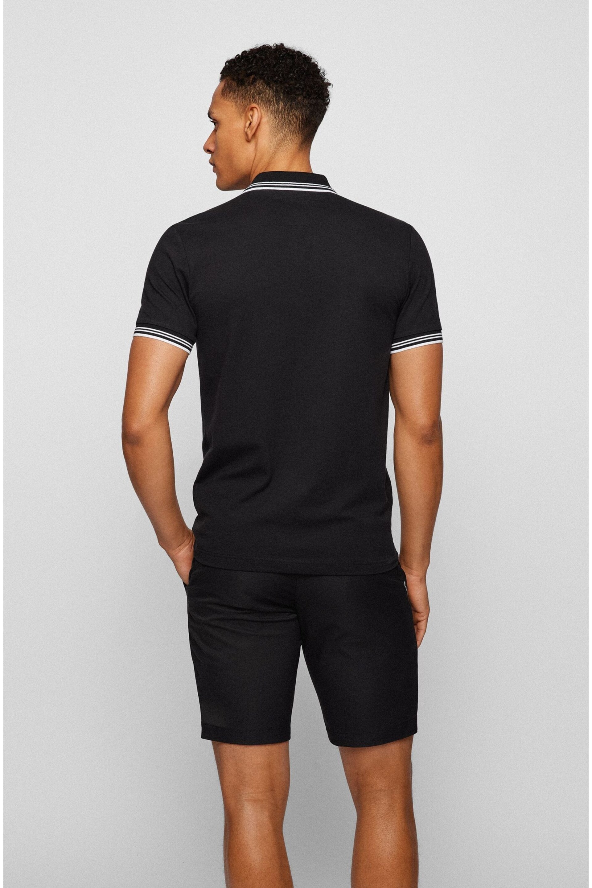 BOSS Black Tipped Slim Fit Stretch Cotton Polo Shirt - Image 2 of 5