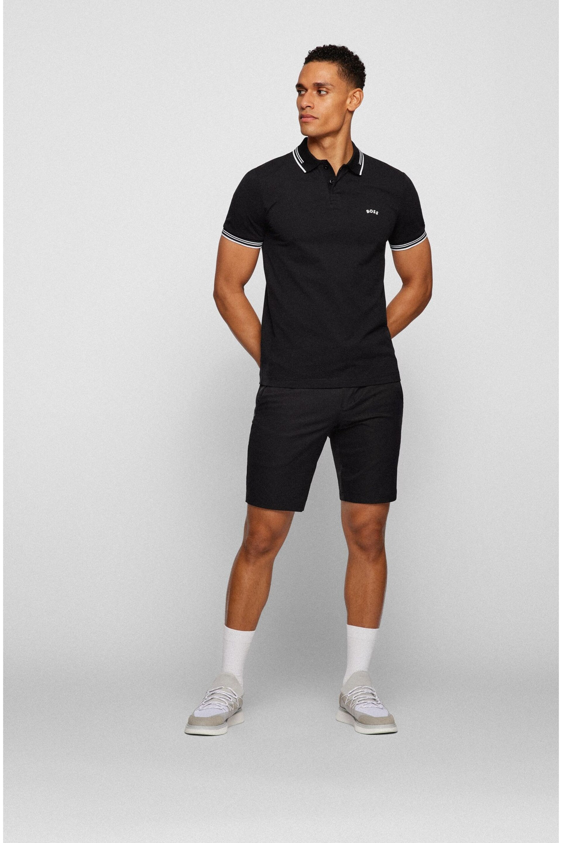 BOSS Black Tipped Slim Fit Stretch Cotton Polo Shirt - Image 3 of 5