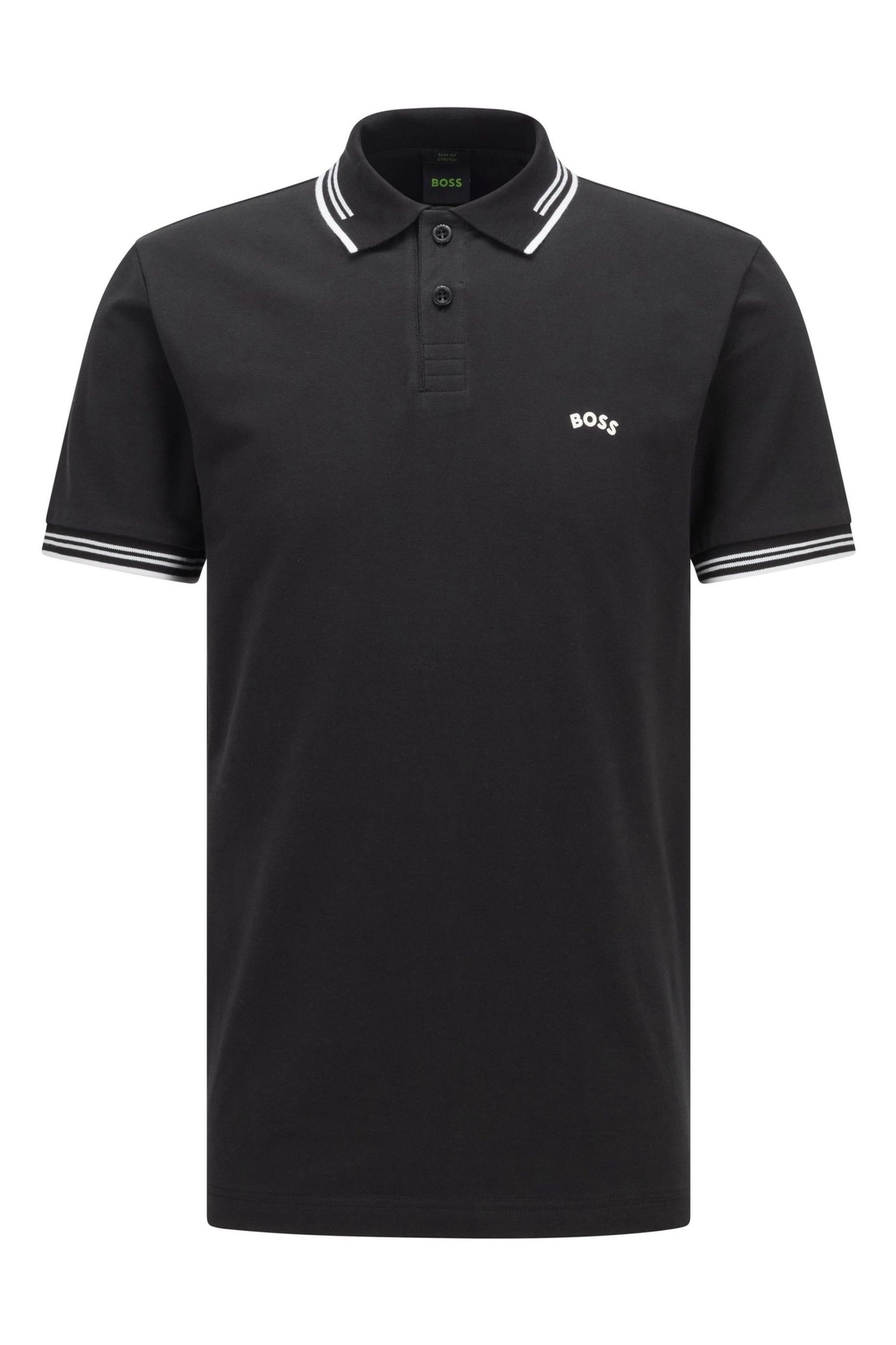 BOSS Black Tipped Slim Fit Stretch Cotton Polo Shirt - Image 5 of 5