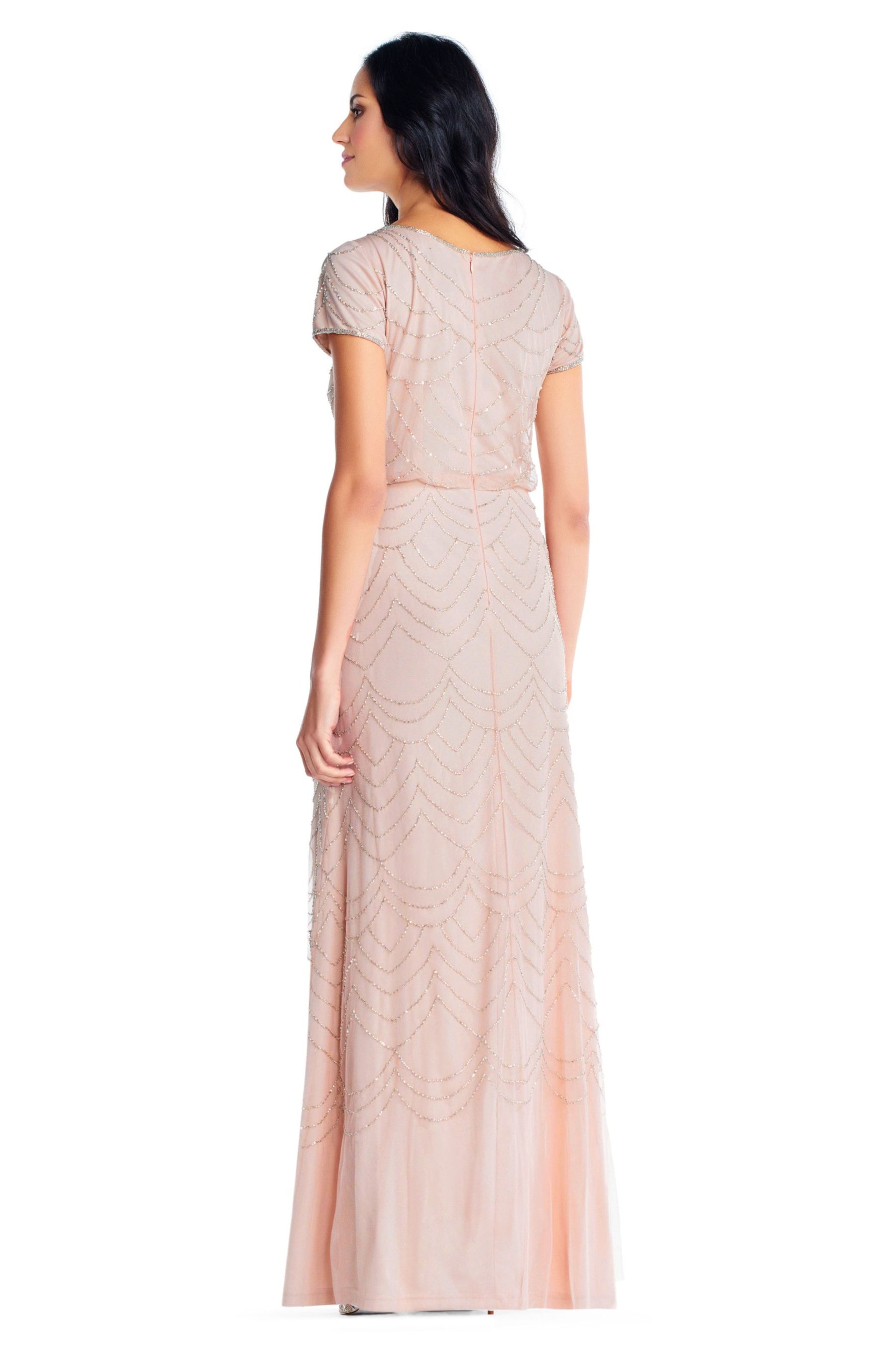 Adrianna Papell Blouson Beaded Pink Dress - Image 2 of 2