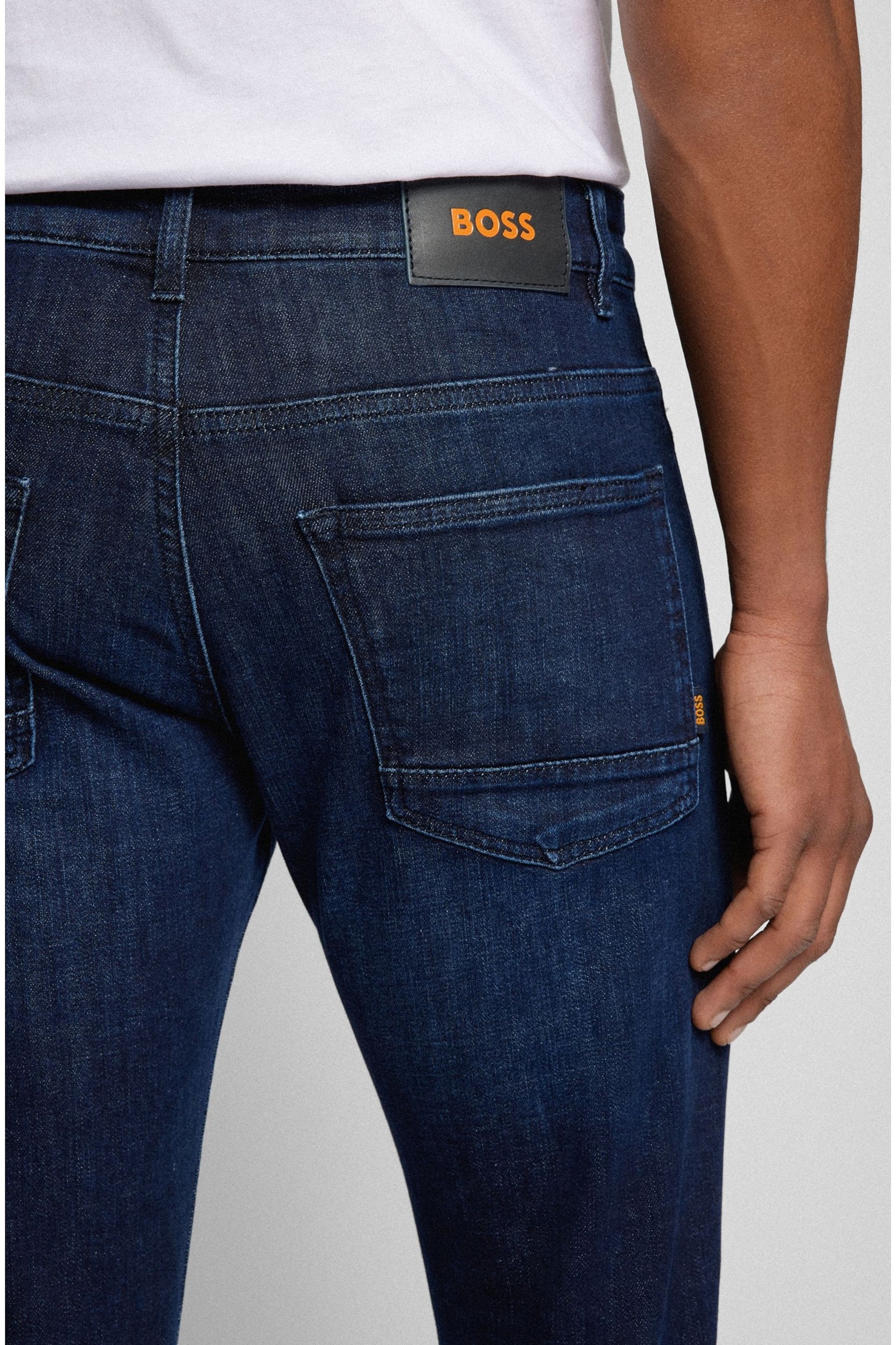 BOSS Dark Blue Slim Fit Comfort Stretch Denim Jeans - Image 4 of 5