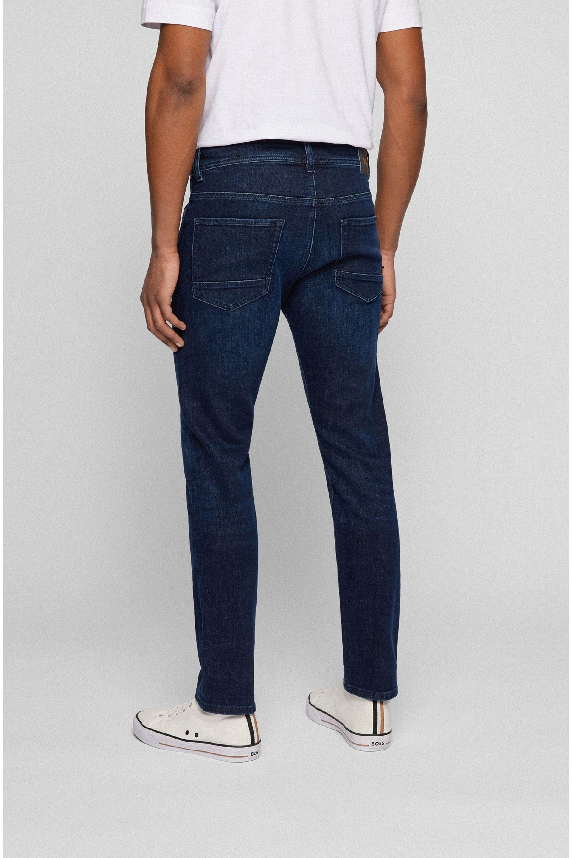 BOSS Mid Blue Regular Fit Taper Comfort Stretch Denim Jeans - Image 2 of 5
