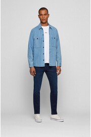 BOSS Mid Blue Regular Fit Taper Comfort Stretch Denim Jeans - Image 3 of 5