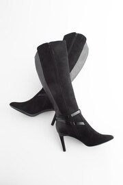 Black Extra Wide Fit Forever Comfort® Buckle Detail Heeled Knee High Boots - Image 4 of 6