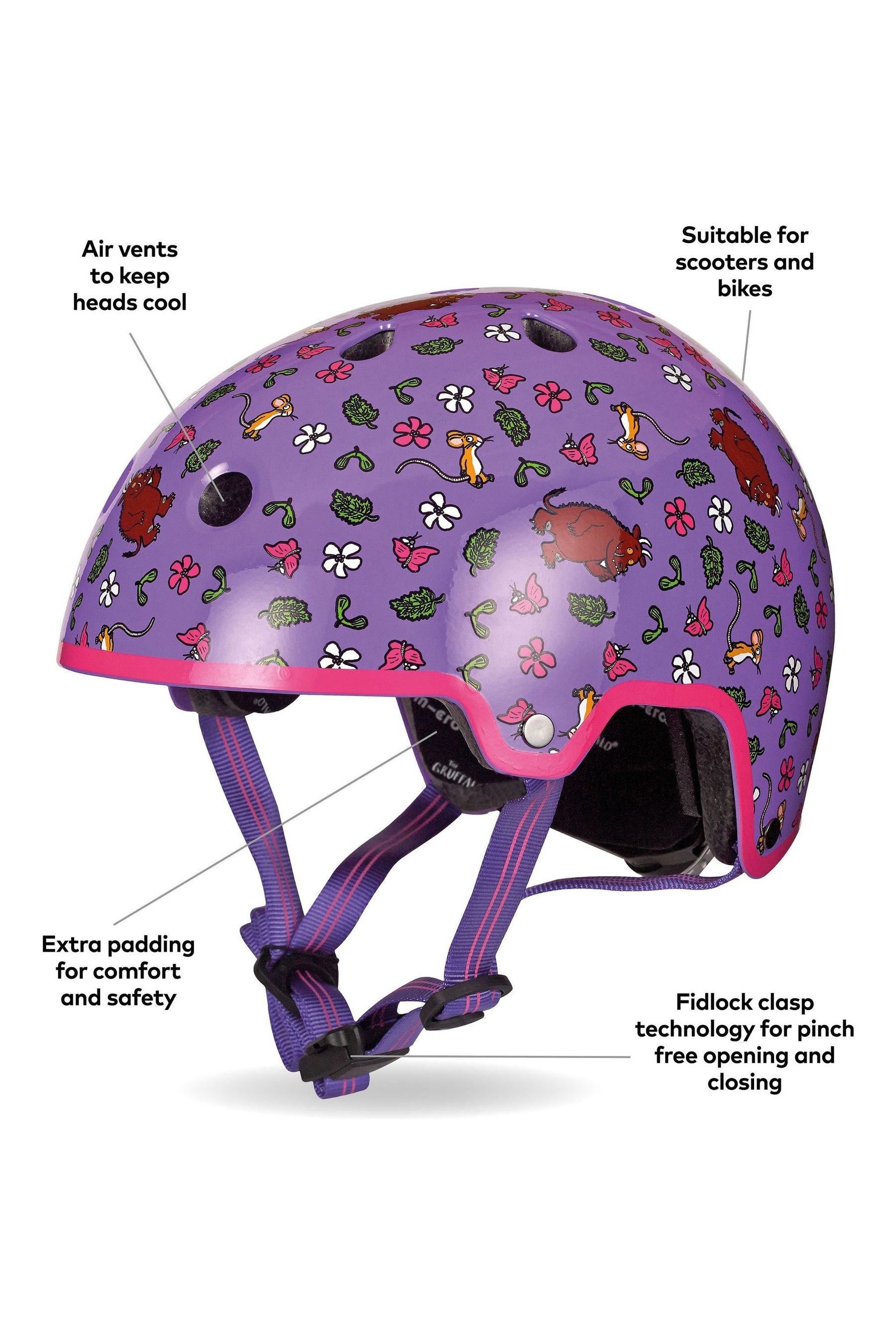 Buy Micro Scooters Purple Gruffalo Pattern Deluxe Helmet Small from the Next UK online shop