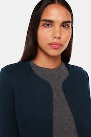 Whistles Blue 100% Cotton Collarless Jersey Jacket - Image 3 of 5