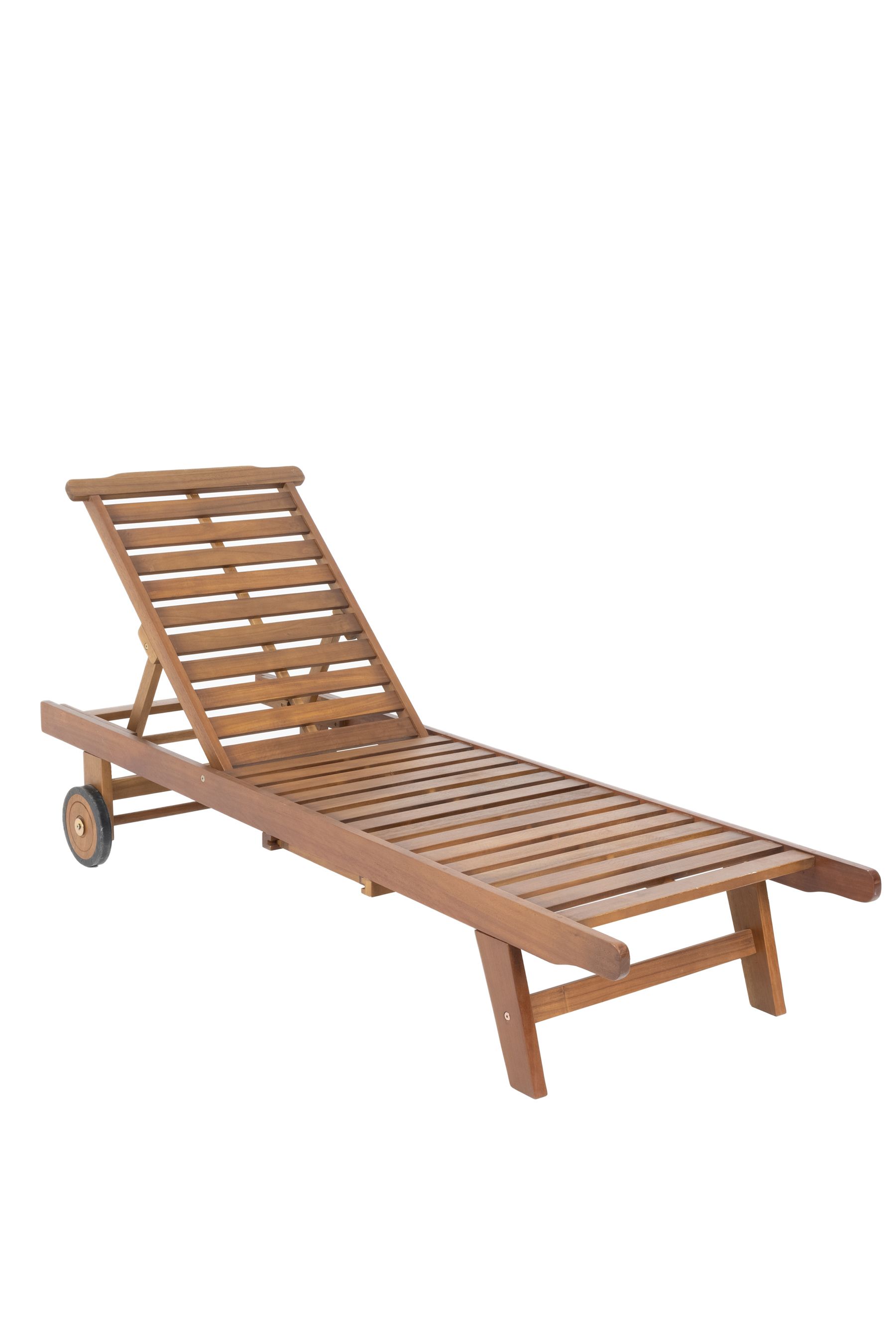 Charles Bentley Natural Outdoor Acacia Wooden Reclining Sun Lounger
