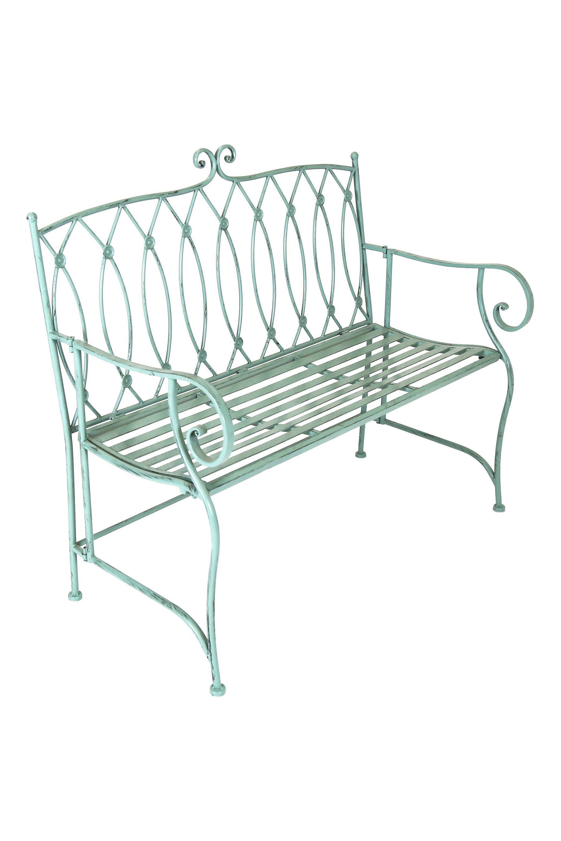 Buy Charles Bentley Sage Green Decorative Garden Wrought Iron Bench ...