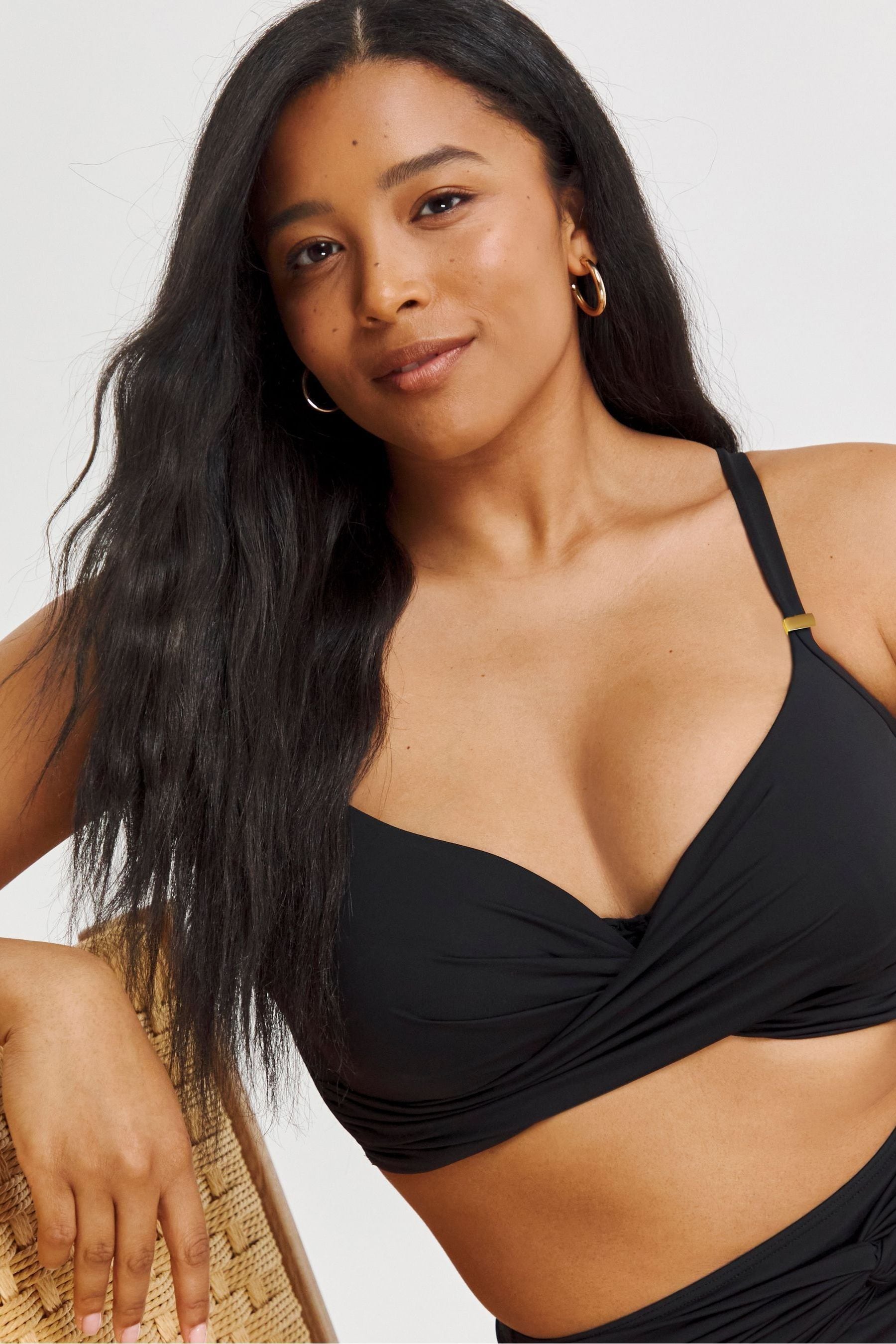 Buy Simply Be Black Magisculpt Twist Front Wired Bikini Top from the Next UK online shop