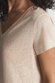 Reiss Stone Lottie Linen V Neck T-Shirt - Image 4 of 6