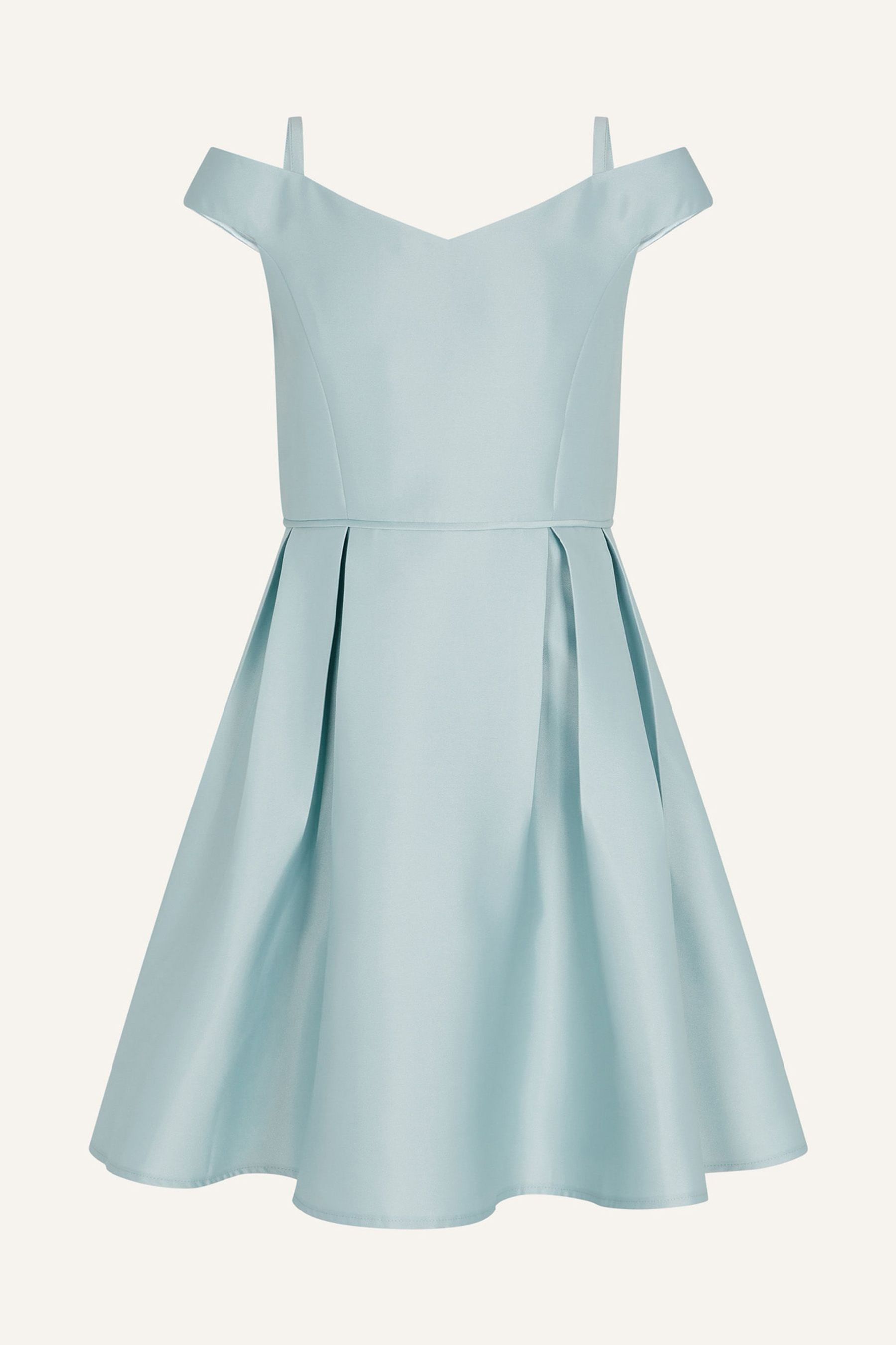 Buy Monsoon Blue Duchess Twill Bardot Prom Dress from Next Oman