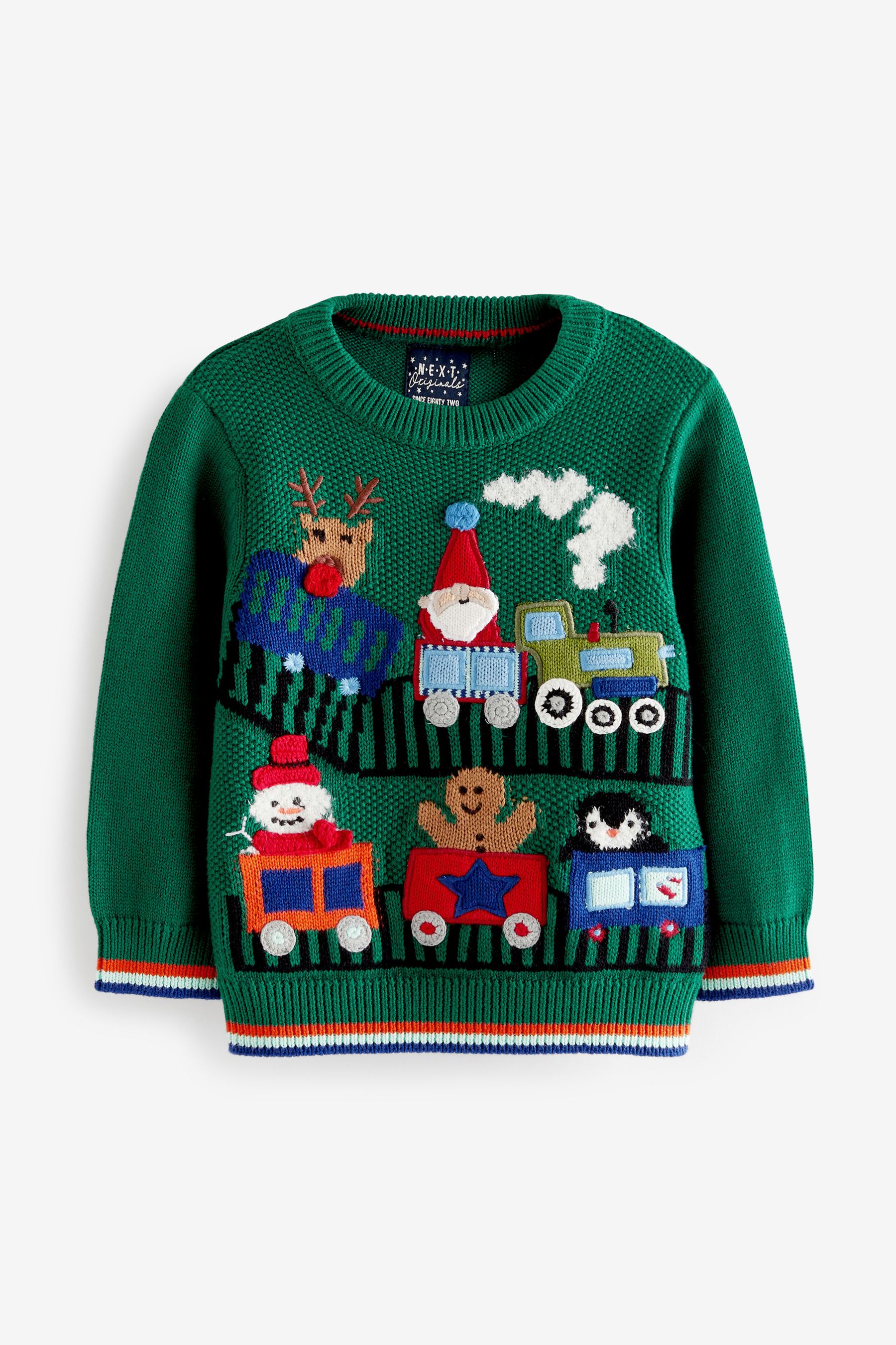 Buy Green Knitted Christmas Train Jumper 3mths 7yrs from Next Luxembourg