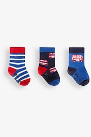 Jojo Maman Bébé Navy 3-Pack London Bus Socks - Image 1 of 1