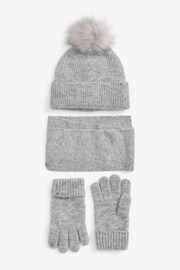 Grey Soft Ribbed Hat, Gloves And Scarf Set (3-16yrs) - Image 1 of 5