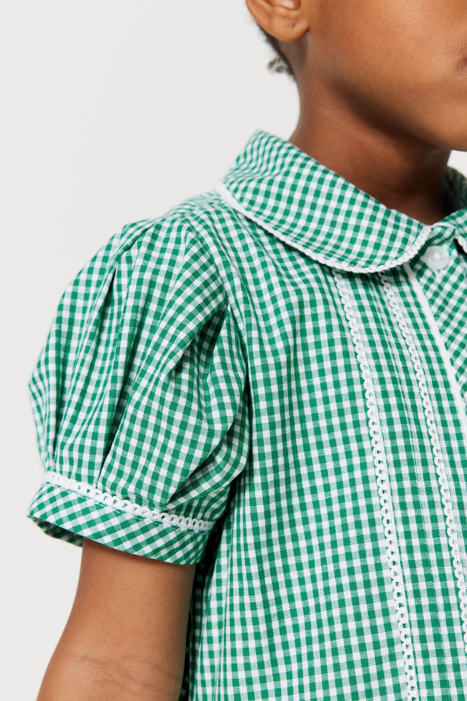 Clarks Green Clarks Gingham School Dress and Scrunchie Set - Image 4 of 10