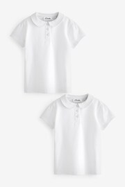 Clarks White Ground Girls School Short Sleeve Polo Shirts 2 Pack - Image 1 of 10
