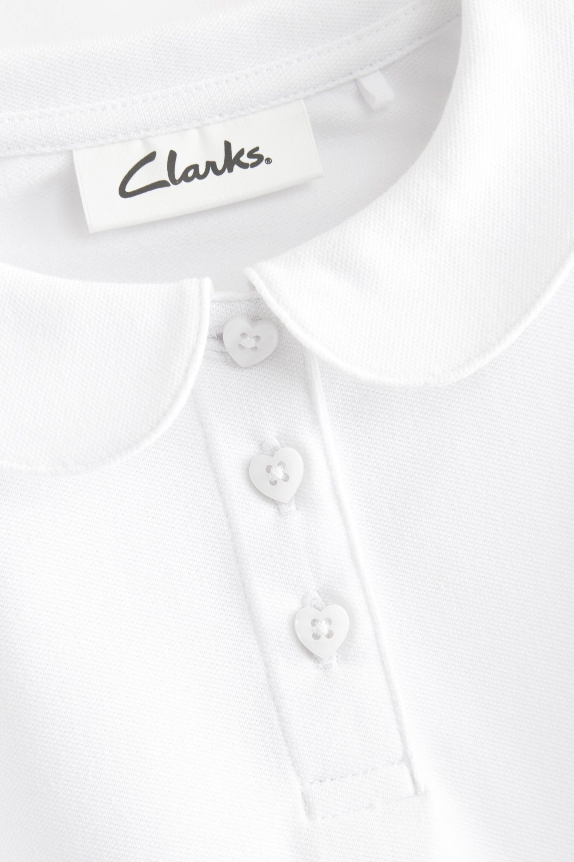 Clarks White Ground Girls School Short Sleeve Polo Shirts 2 Pack - Image 4 of 10