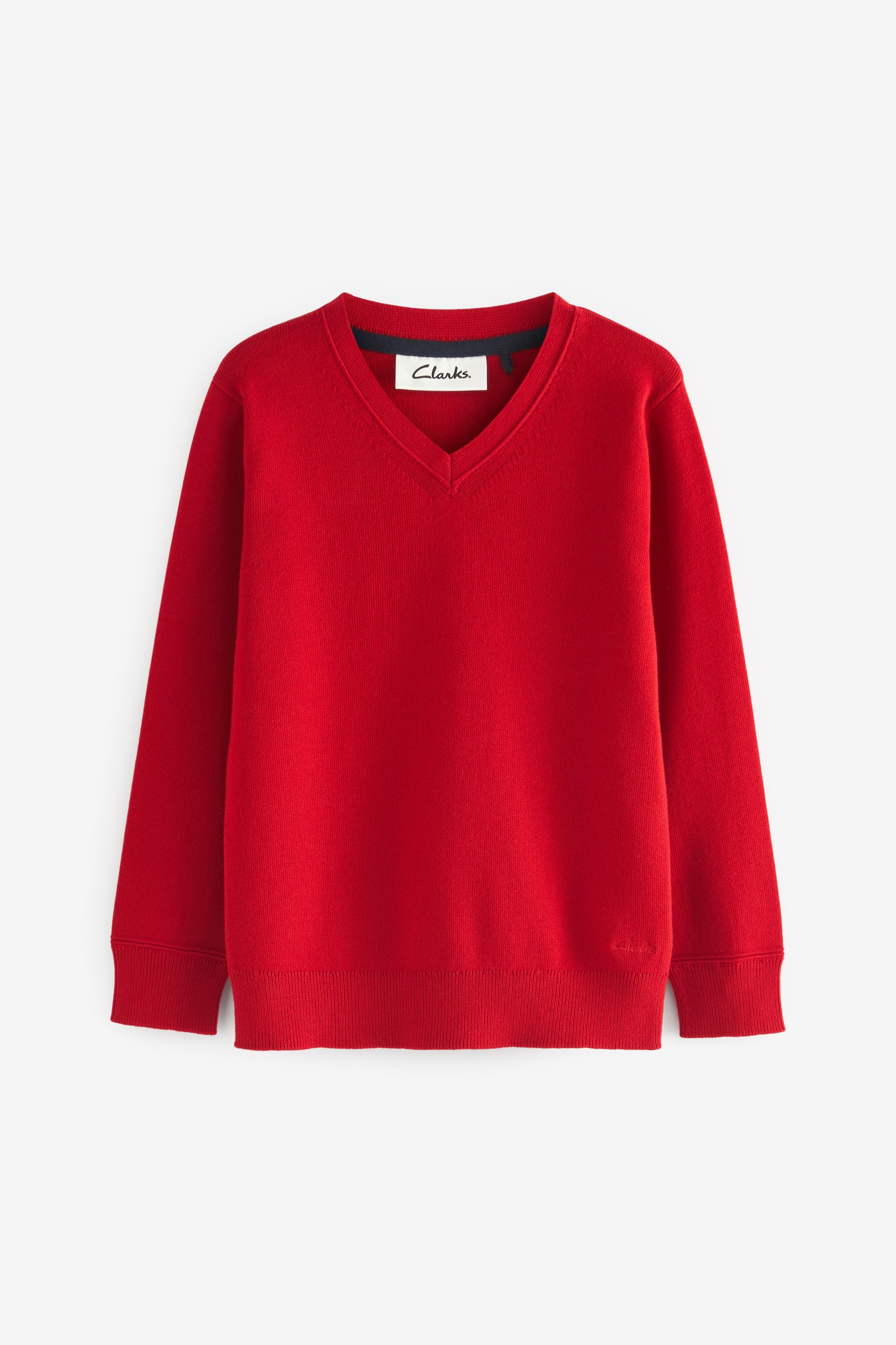 Buy Clarks Red Long Sleeve School Knitted V Neck Jumper from Next Ireland