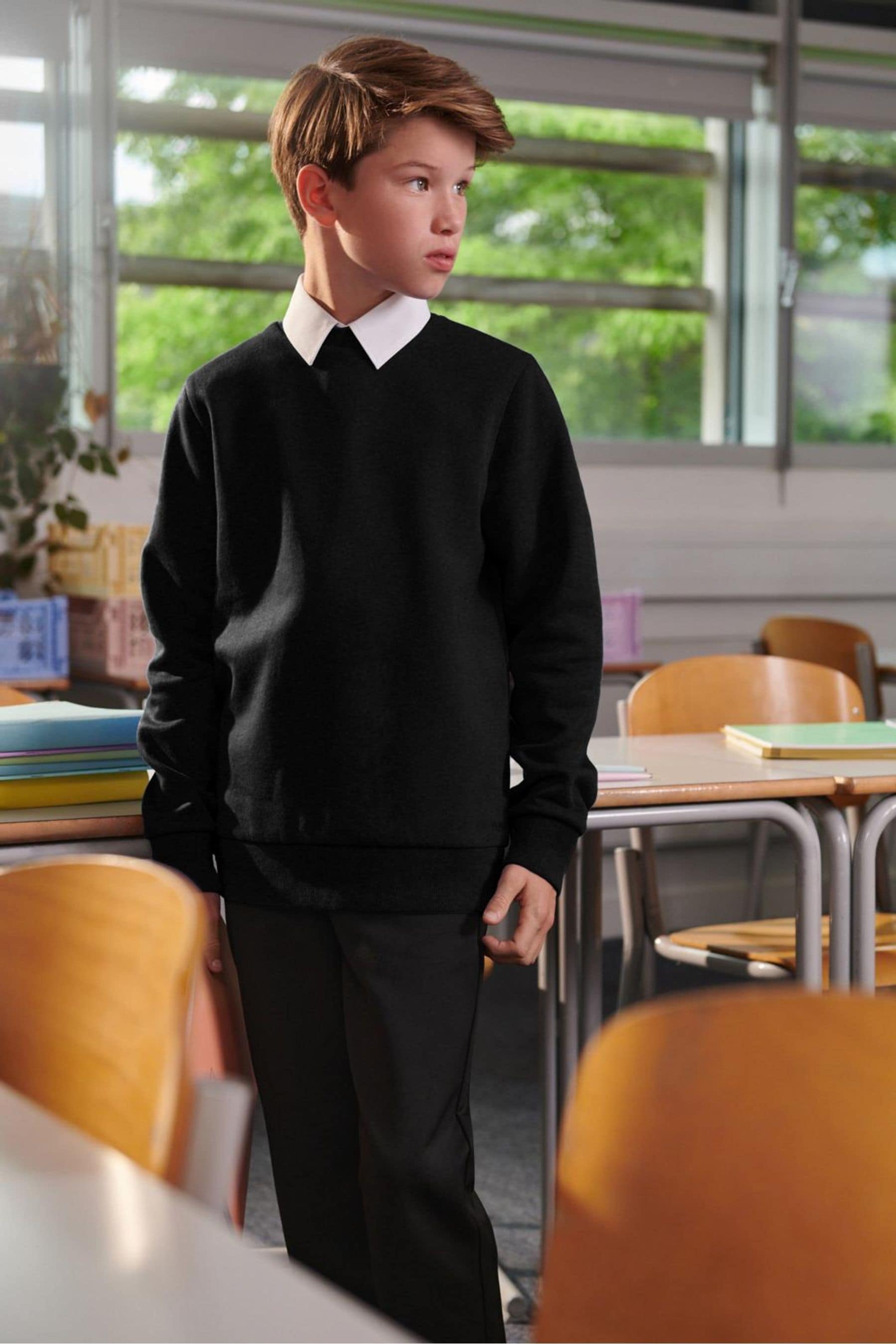 Buy Clarks Black Boys School Long Sleeve Sweat Top from Next United Arab Emirates