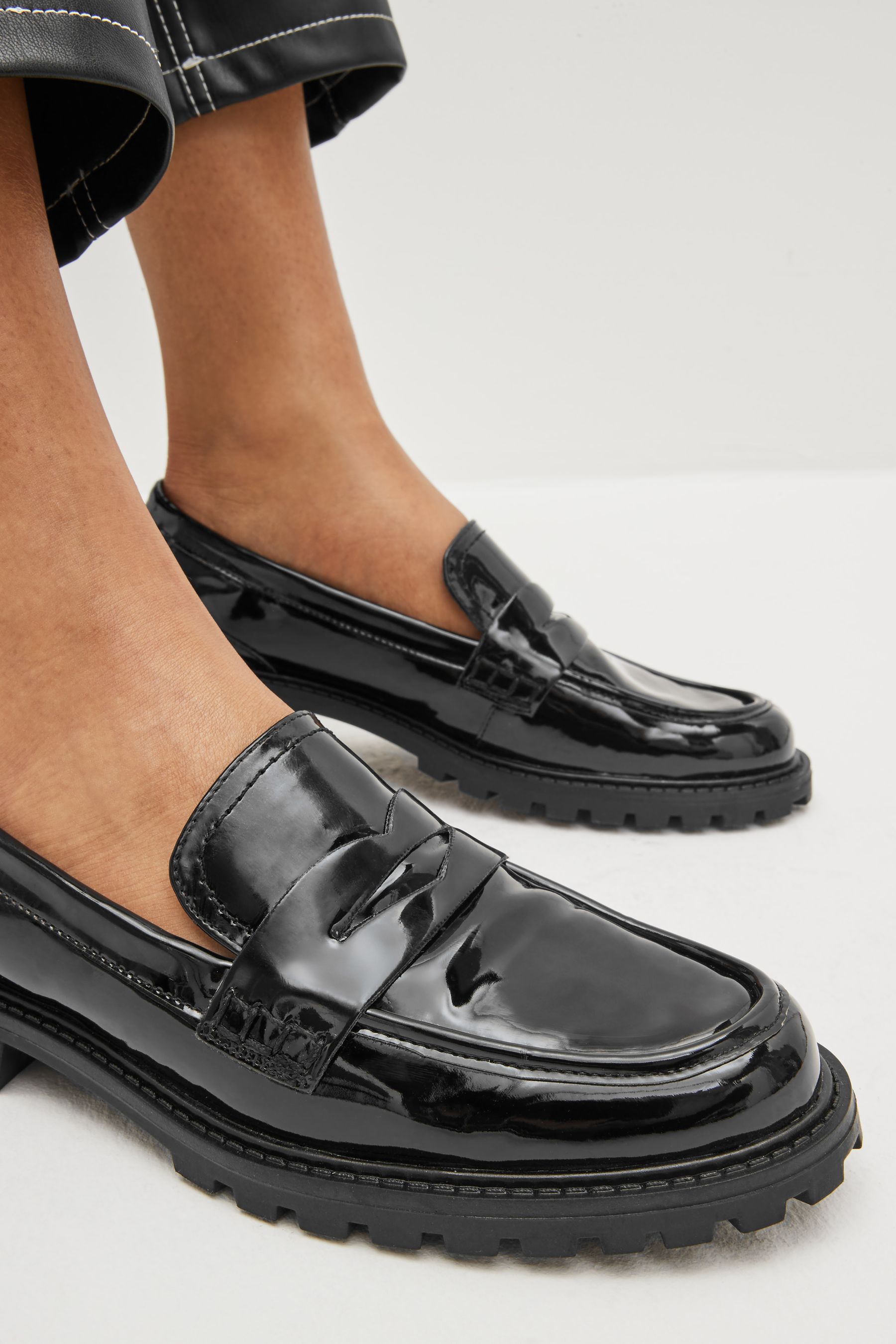 Wide deals fit black patent loafers