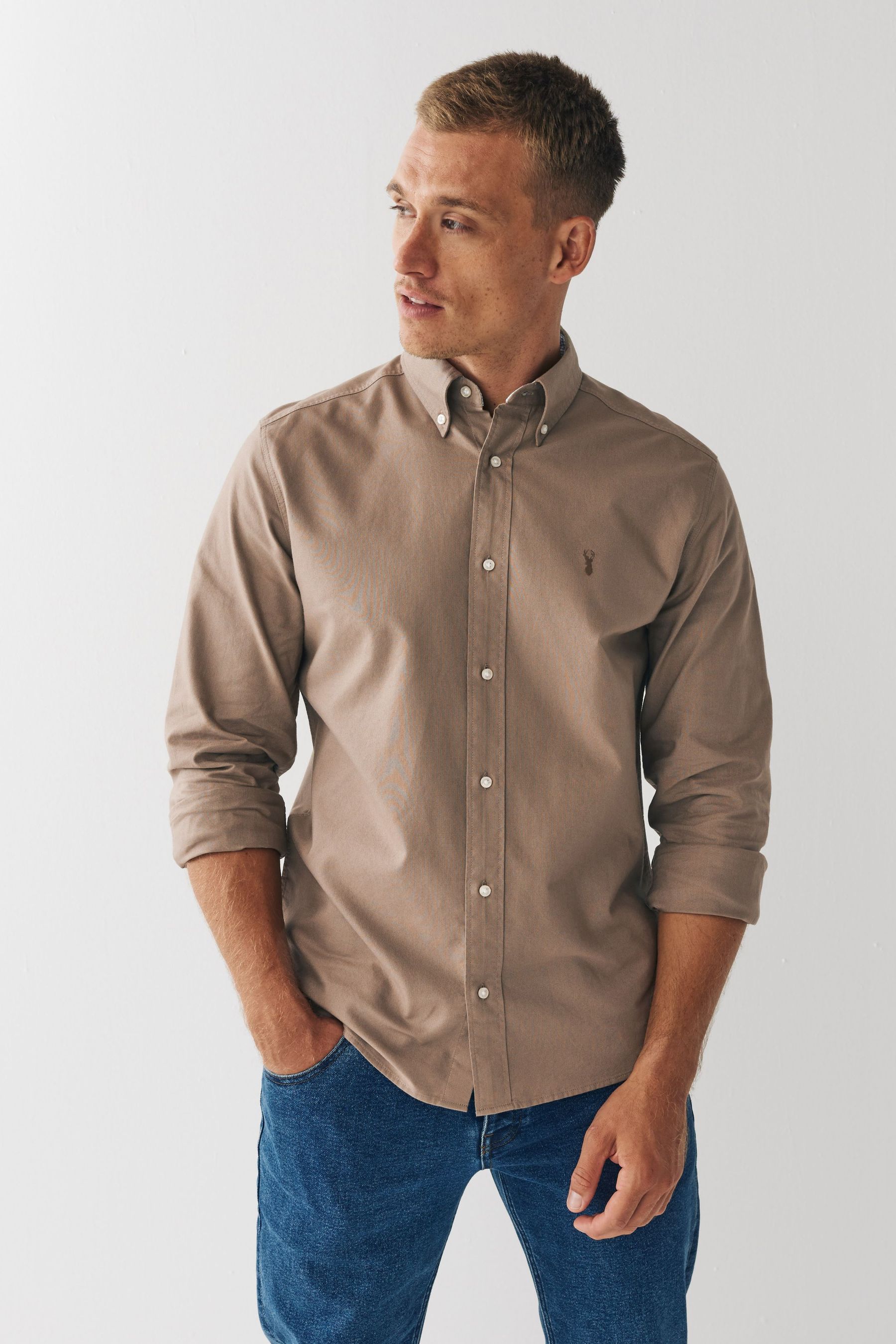 Long sleeve oxford shirt mens deals