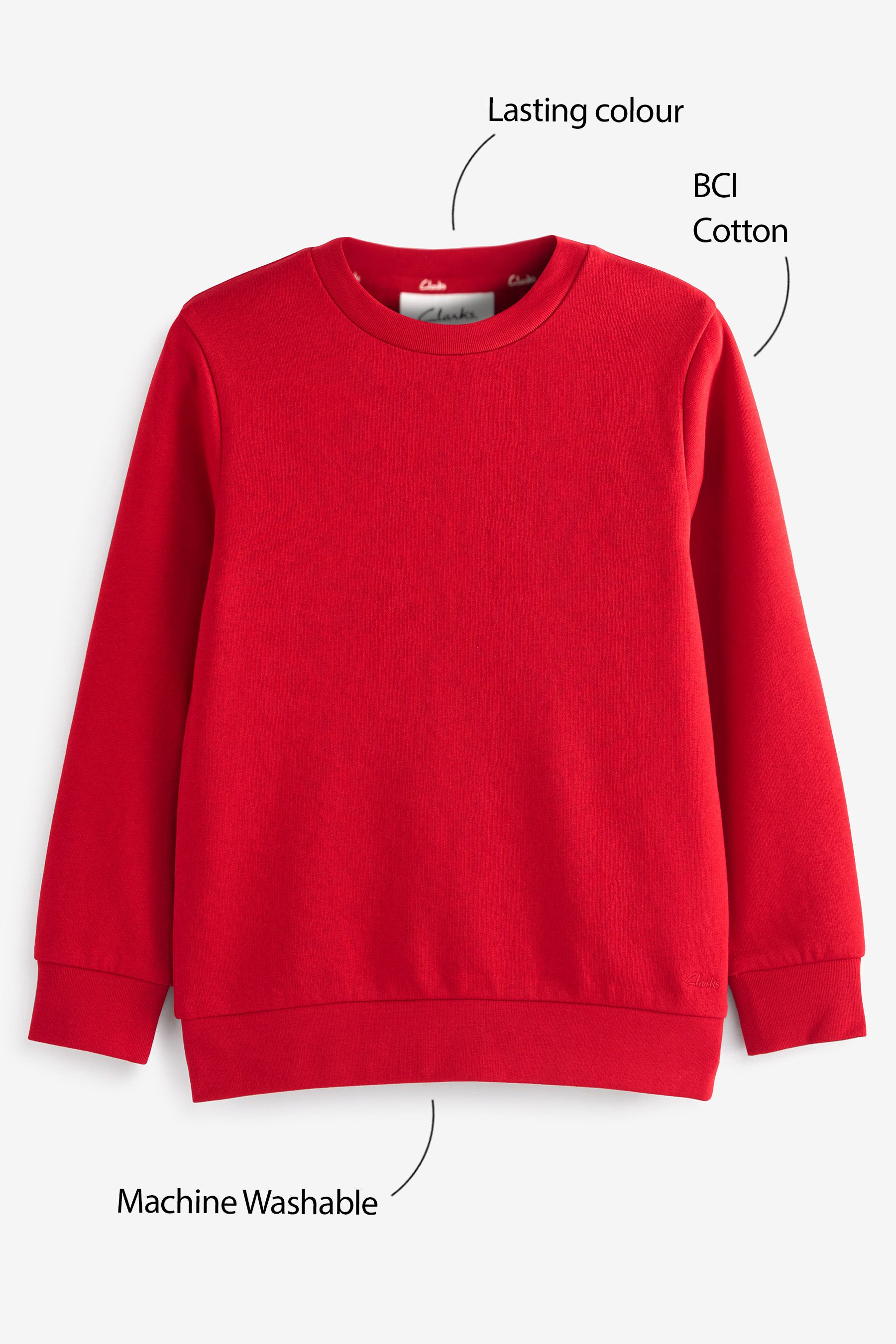 Buy Clarks Red Boys School Long Sleeve Sweat Top from Next Oman