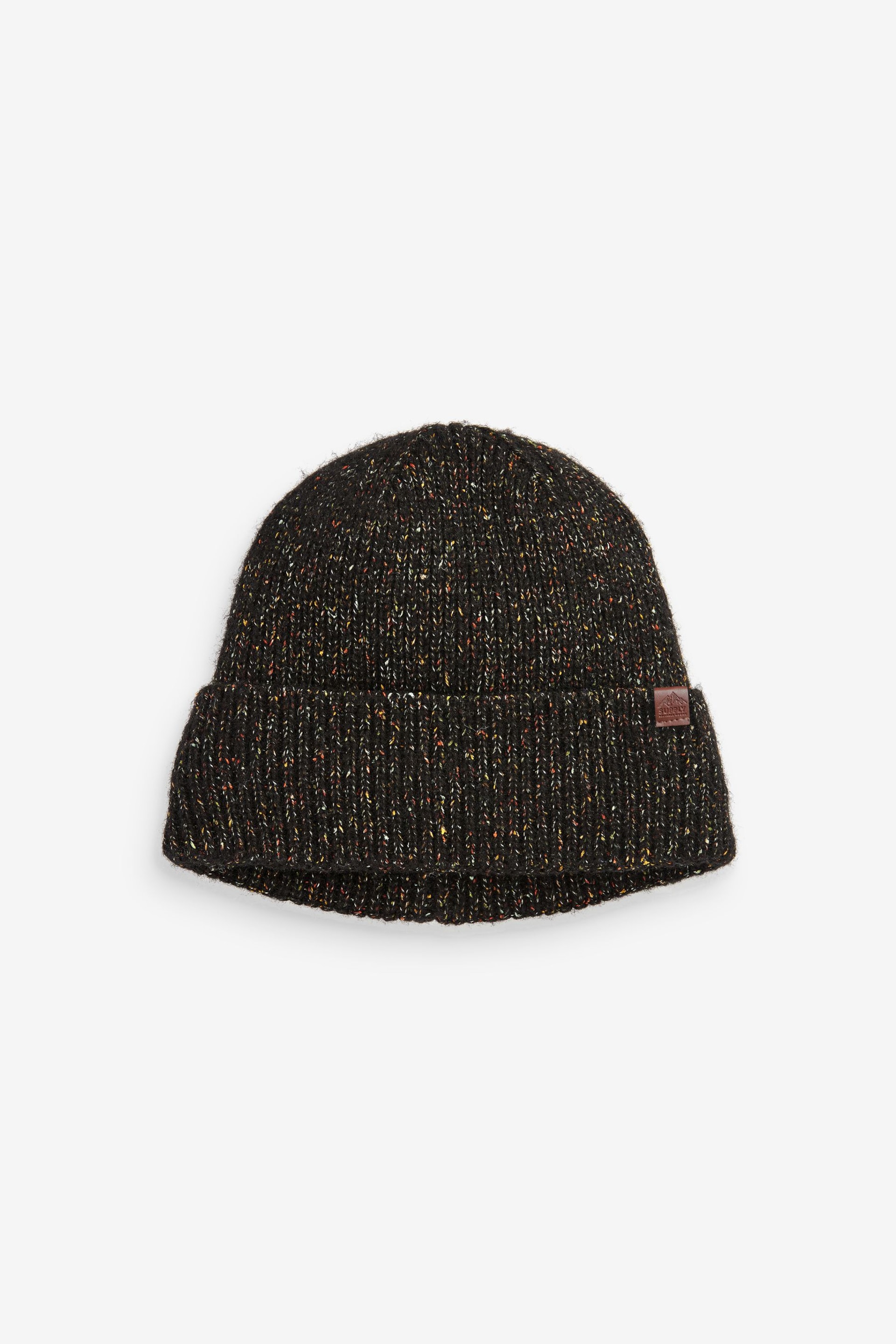 Black Textured Fleece Lined Beanie Hat - Image 2 of 3