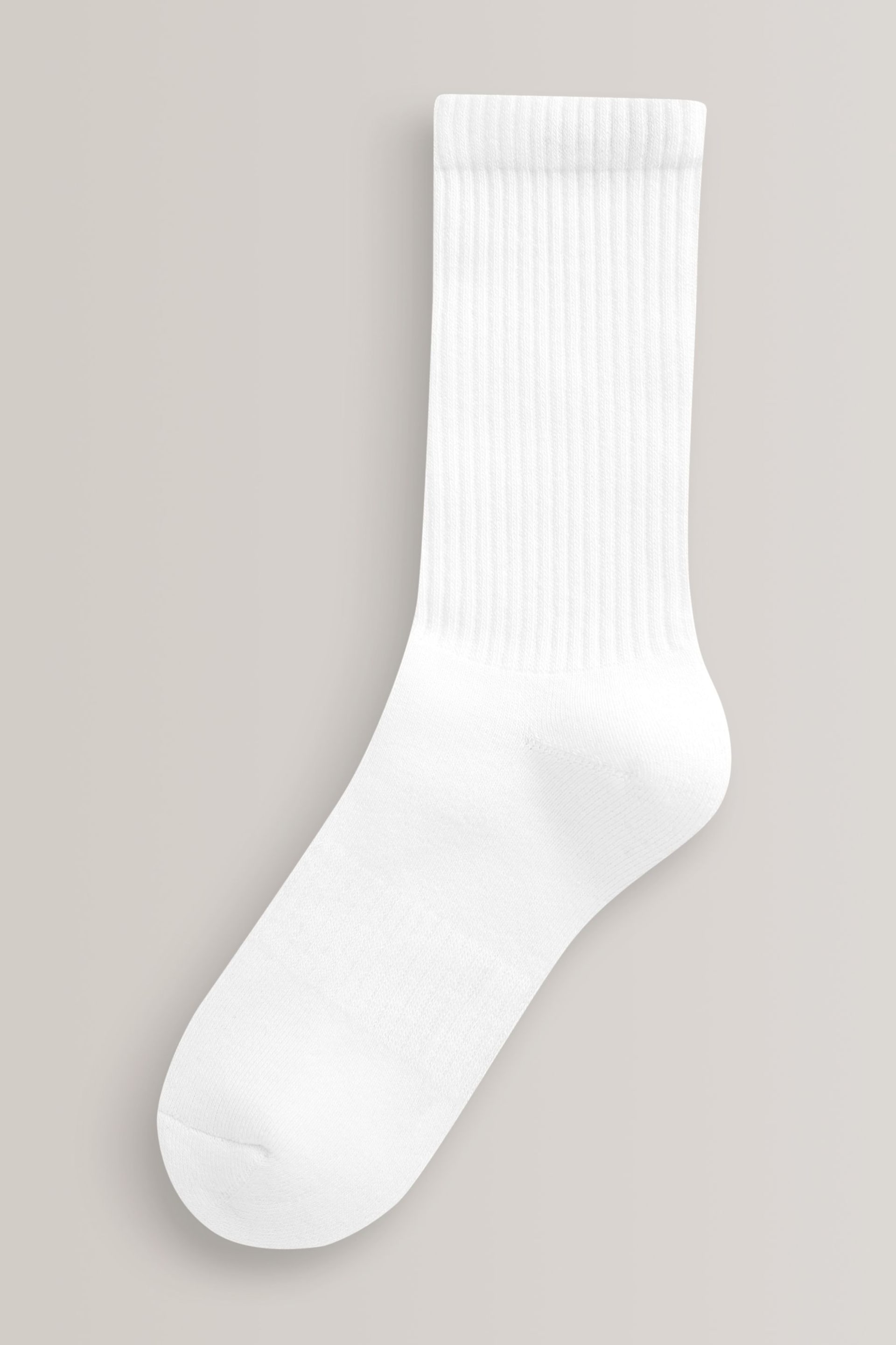 White 5 Pack Cotton Rich Cushioned Footbed Ribbed Socks - Image 2 of 3