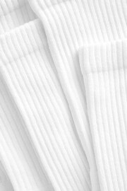 White 5 Pack Cotton Rich Cushioned Footbed Ribbed Socks - Image 3 of 3