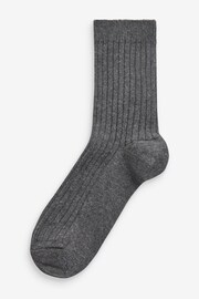 Mid Grey 7 Pack Ribbed Cotton Rich Socks - Image 2 of 2