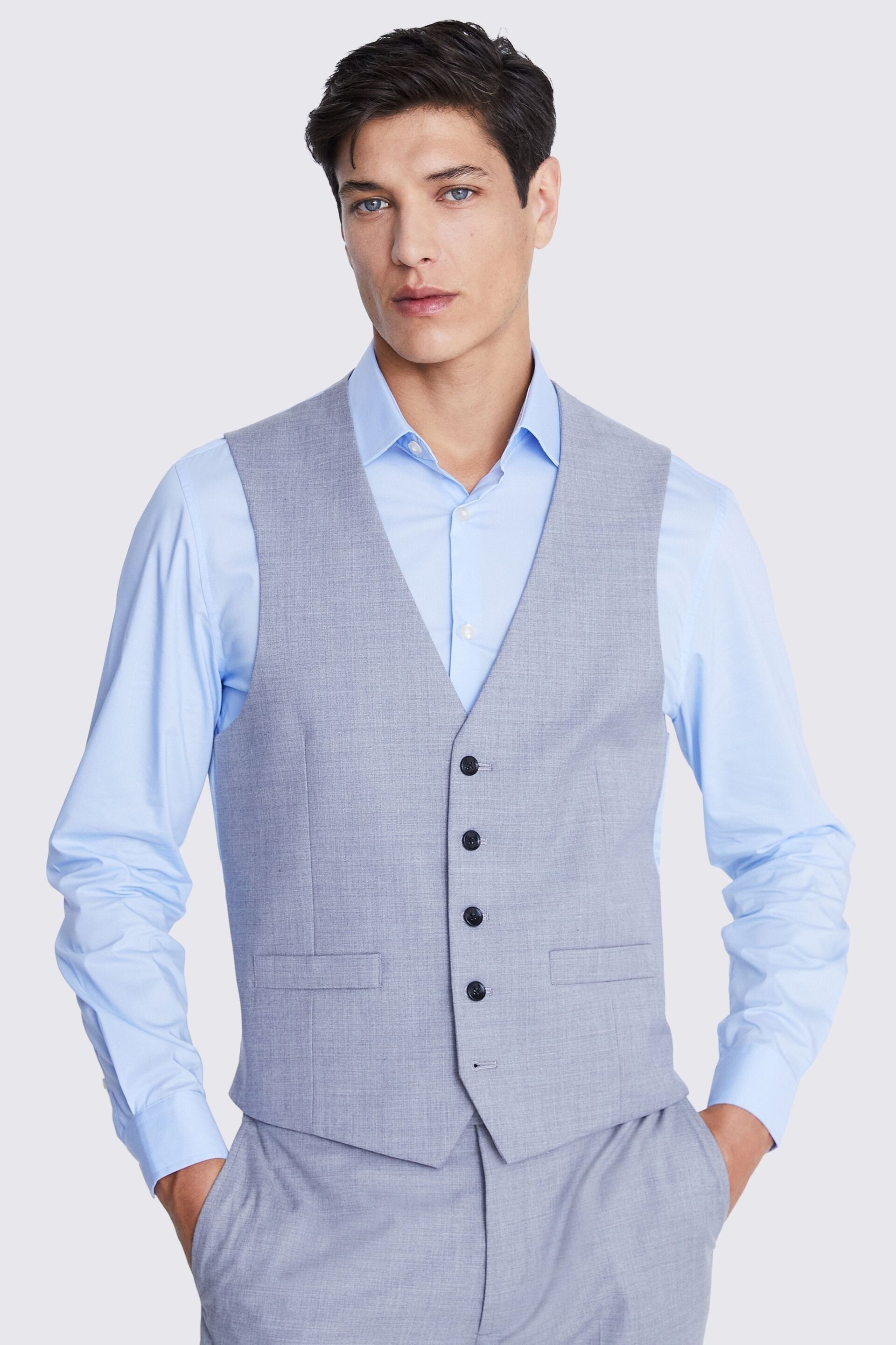 MOSS Grey Stretch Suit: Waistcoat - Image 1 of 3