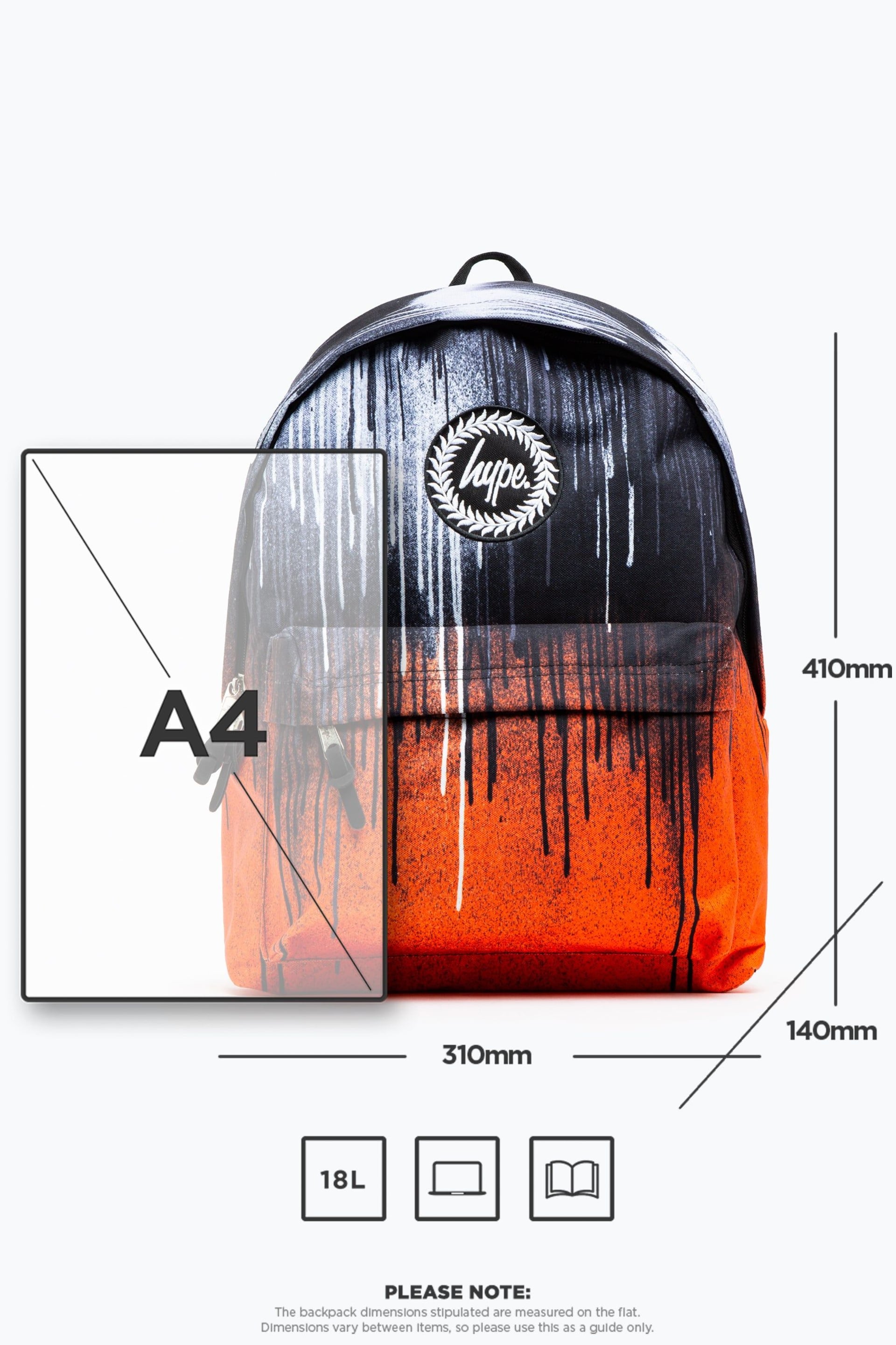 Hype Unisex Orange Drips Crest Backpack - Image 6 of 6