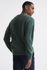 Reiss Pine Green Spires Merino V-Neck Relaxed Jumper - Image 5 of 7