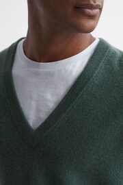 Reiss Pine Green Spires Merino V-Neck Relaxed Jumper - Image 6 of 7