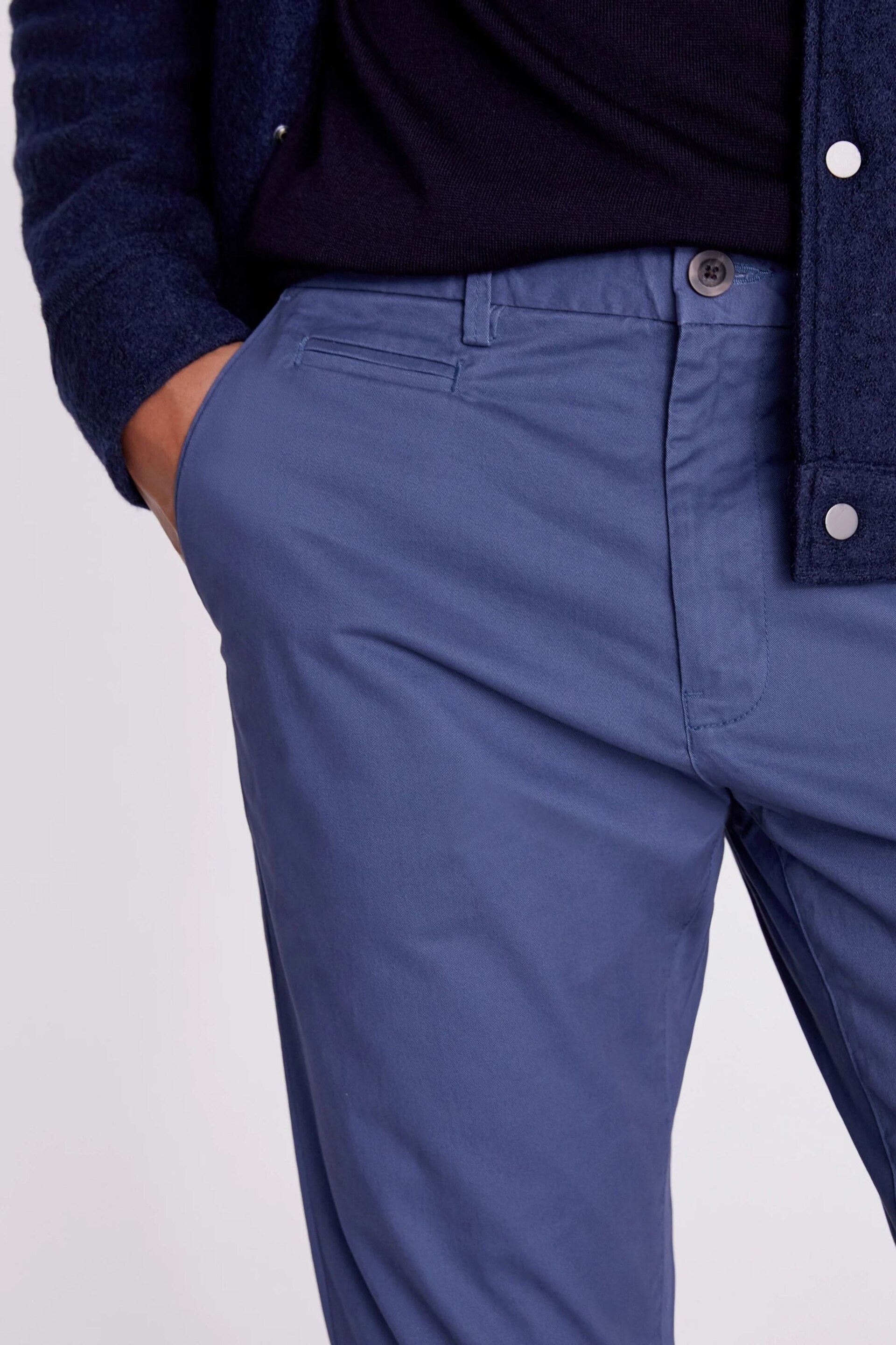 MOSS Dark Blue Tailored Chino Trousers - Image 3 of 4