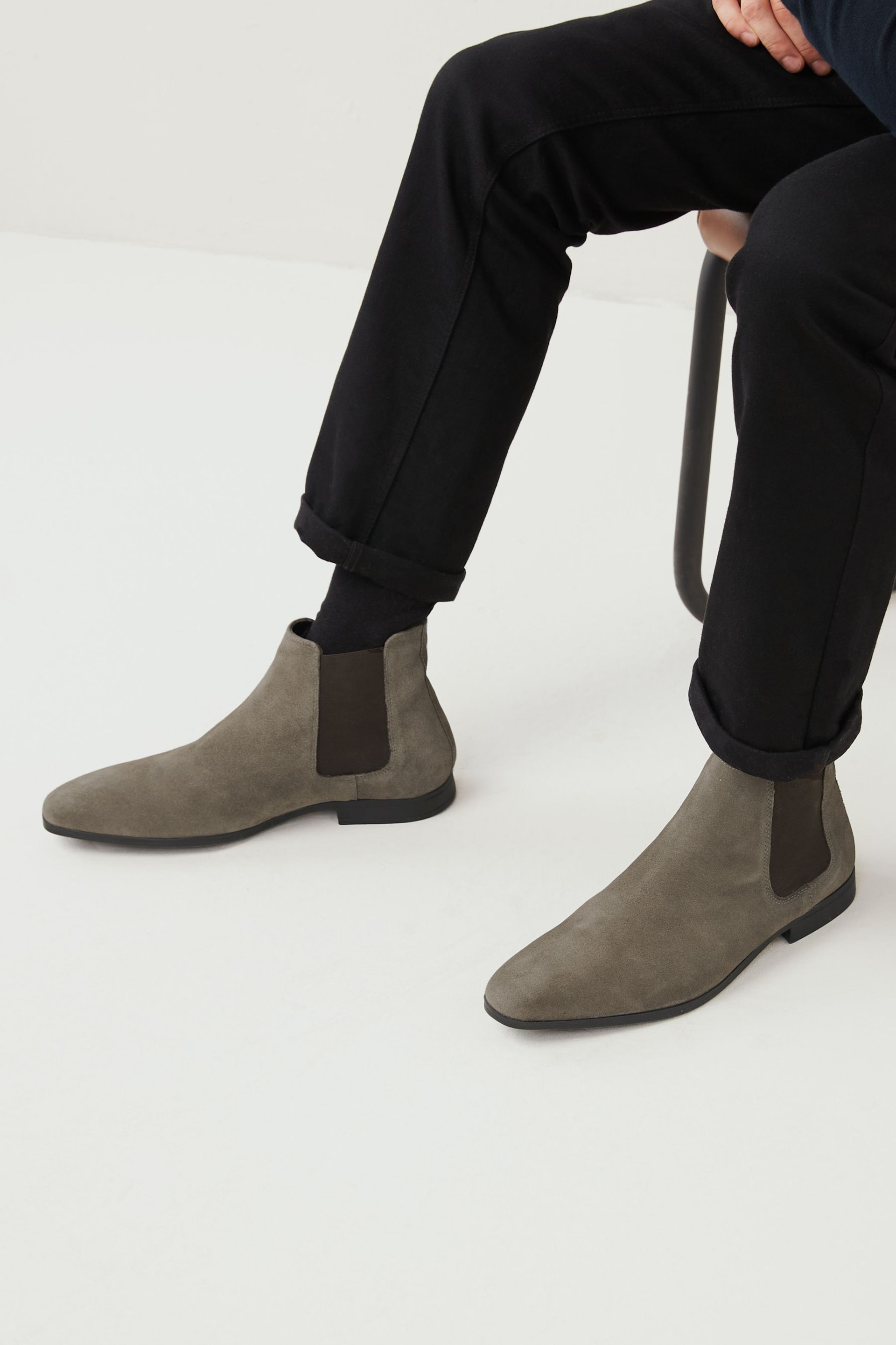 Grey Suede Chelsea Boots - Image 2 of 7