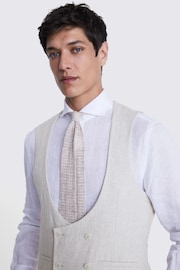 MOSS Stone Grey Slim Fit Stone Puppytooth Linen Waistcoat - Image 3 of 3