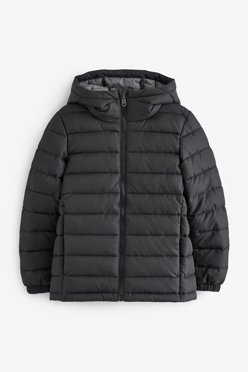Black Quilted Midweight Hooded Jacket (3-17yrs) - Image 1 of 4