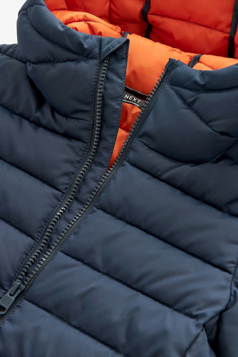 Navy Blue Quilted Midweight Hooded Jacket (3-17yrs) - Image 4 of 4