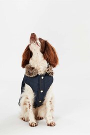 Joules Blue Chevron Padded Quilted Dog Coat - Image 3 of 4