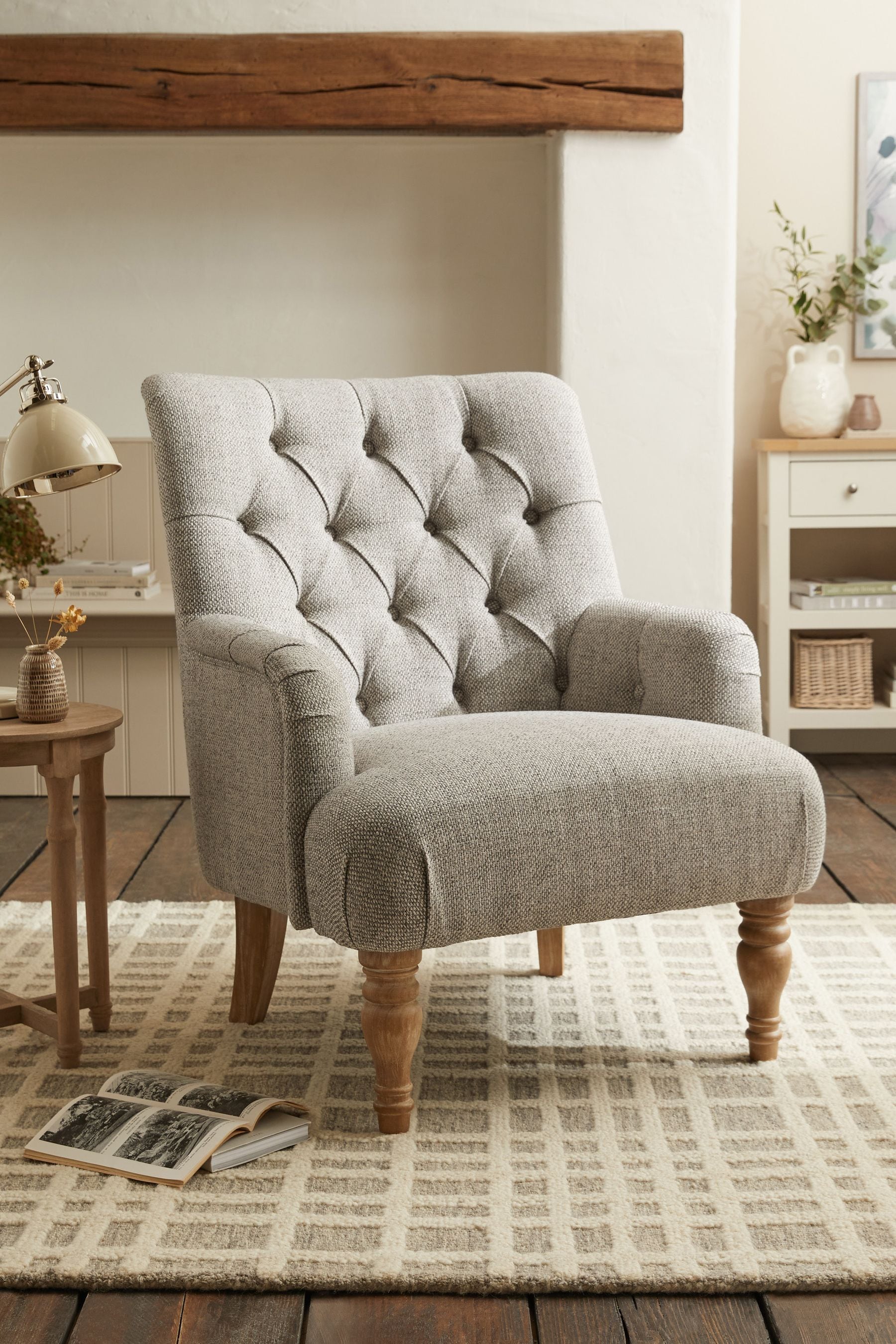 Buy Chunky Weave Dove Grey Collection Luxe Wolton Highback Accent Chair from the Next UK online shop