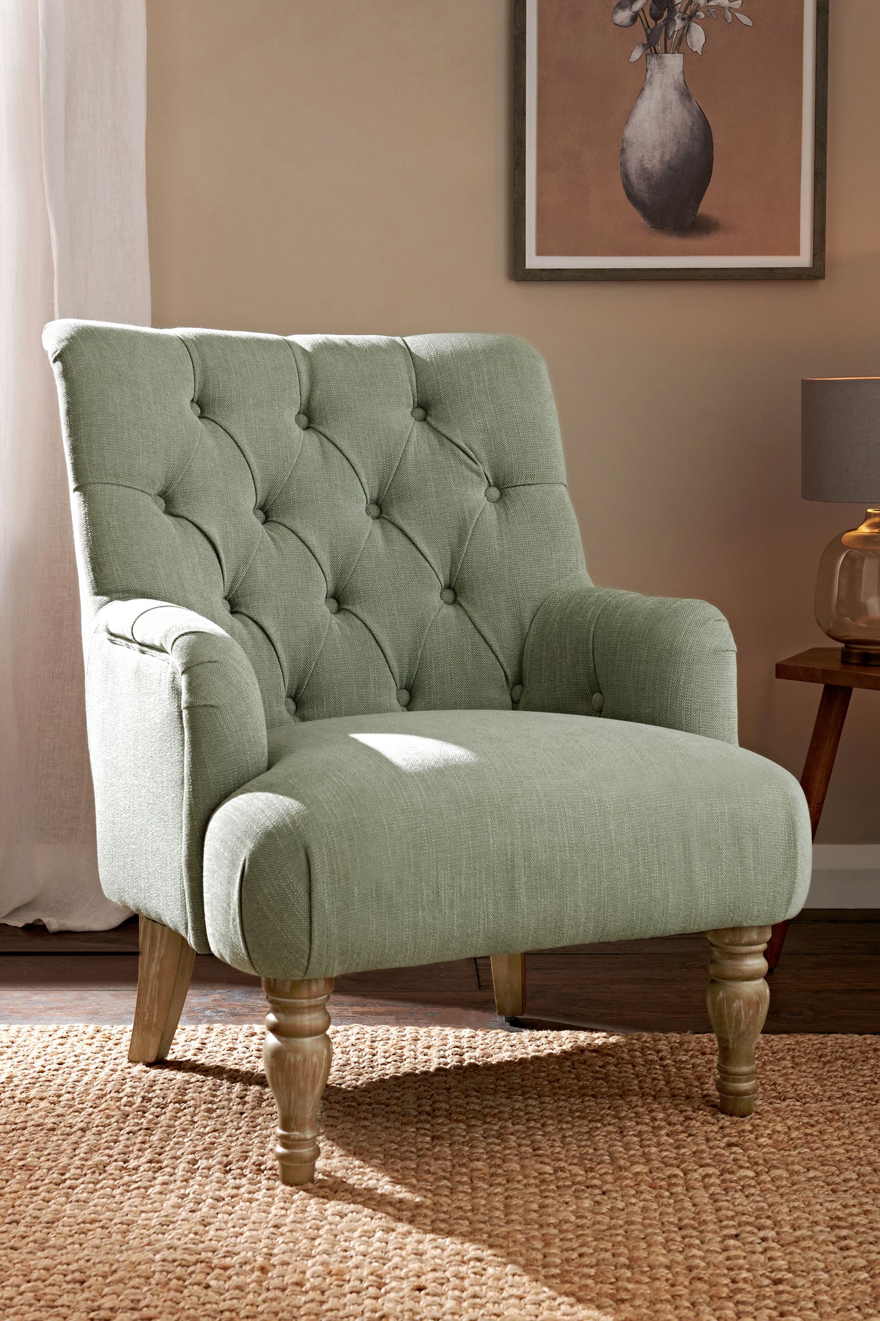 Buy Soft Texure Sage Green Collection Luxe Wolton Highback Accent Chair from the Next UK online shop